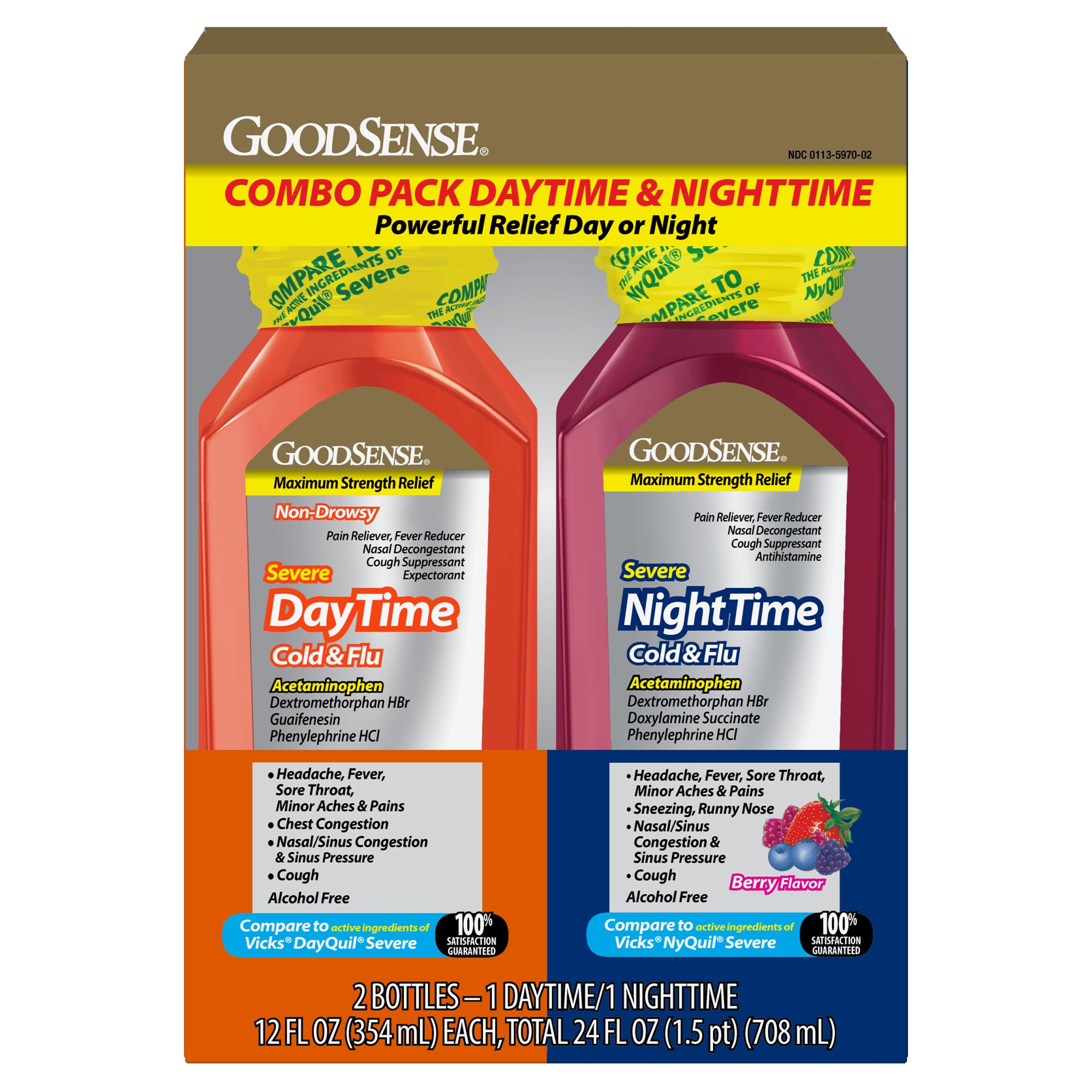 GoodSense Day and Night Severe Cold & Flu Medicine Combo Pack
