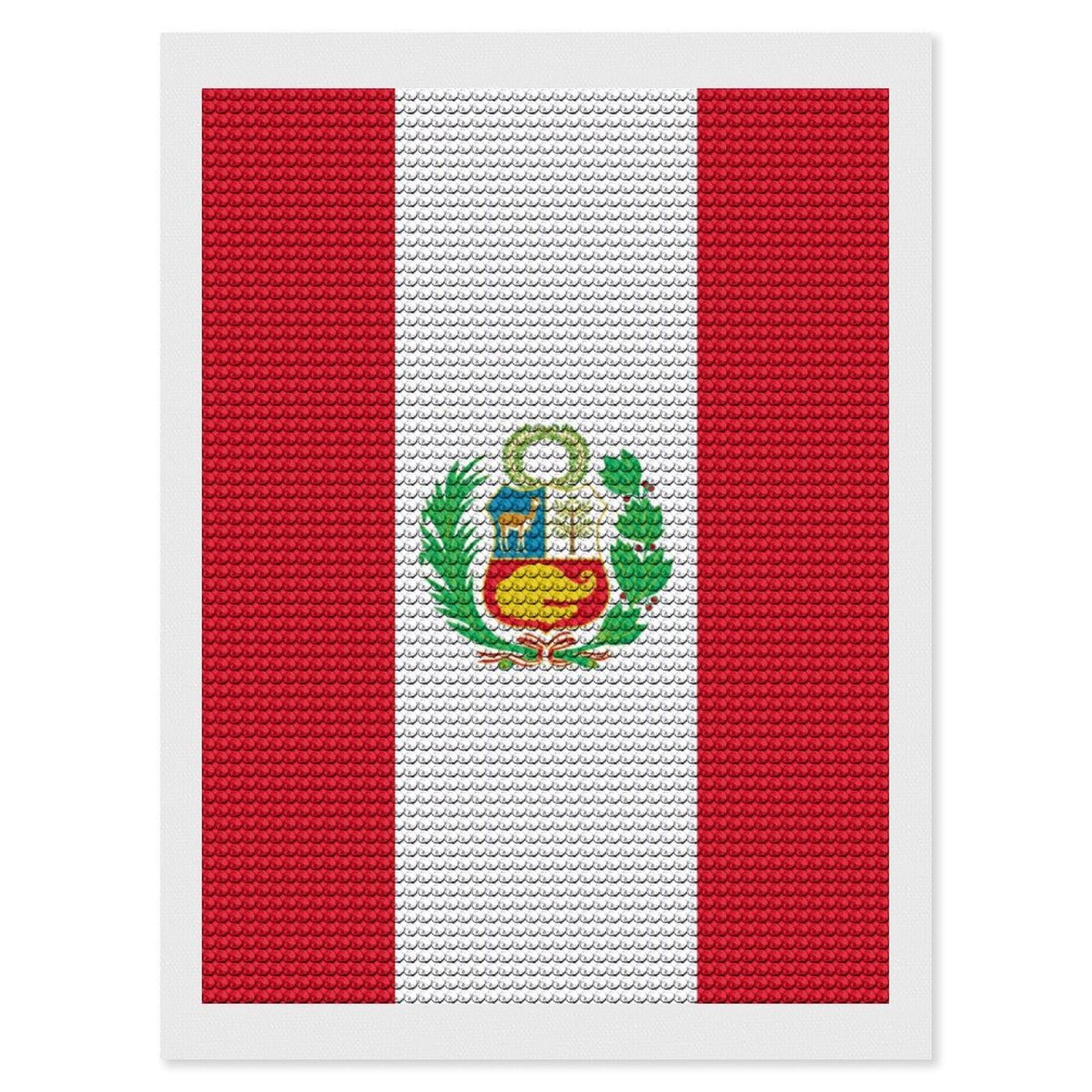 Nclqvjxzkhw Style Peru Flag Diamond Art Painting For Adult Round Diamonds Pictures Arts Crafts Home Wall Decor 12"X16"