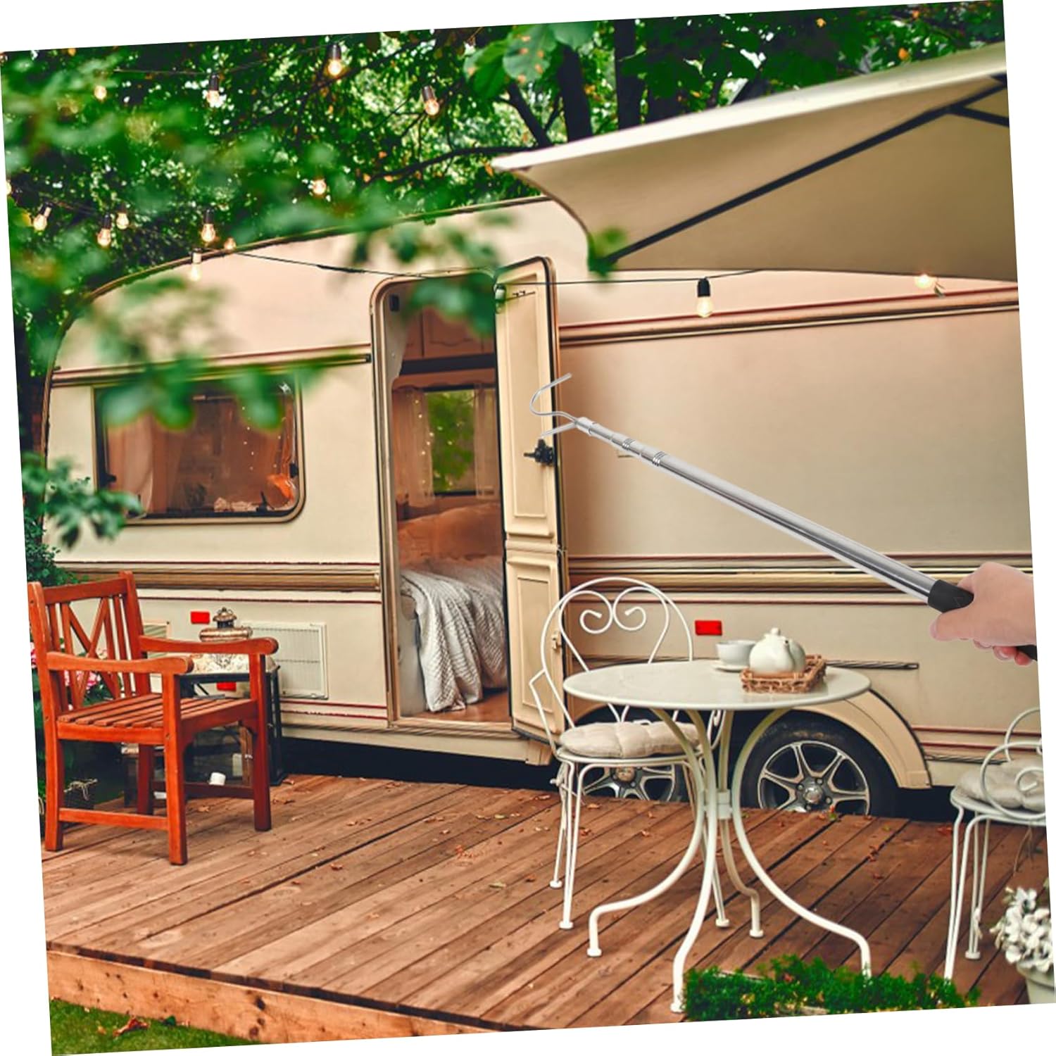 1.5m Portable Adjustable Awning Puller Reach Rod for Rv Tent and Canopy Lightweight Telescoping Design Hook for Easy Setup and Storage for Outdoor Activities