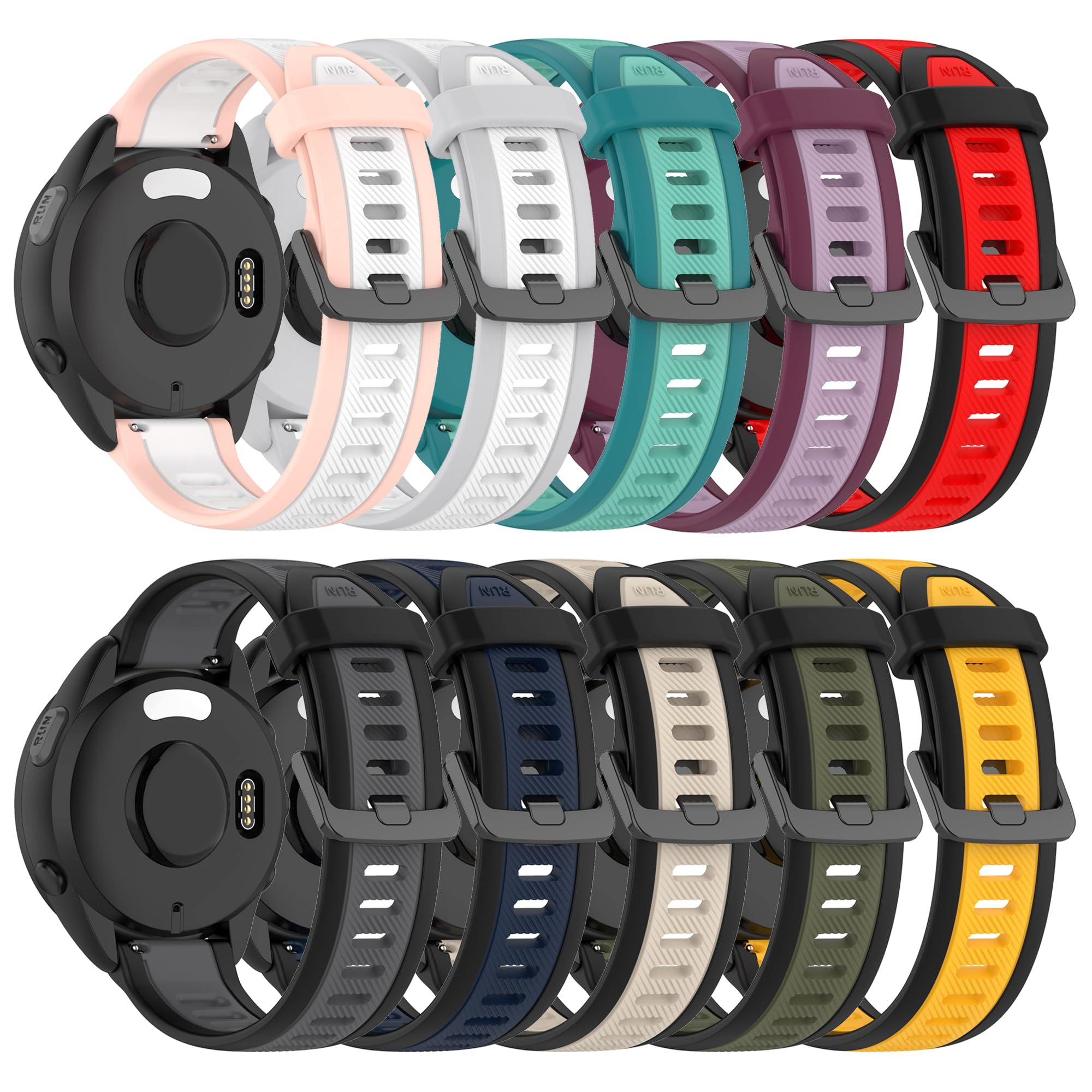 Band for Garmin Forerunner 165, Soft Silicone Replacement Band for Garmin Forerunner 165 Music (No Tracker) 10PCS Bands