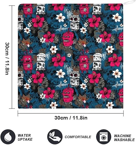 Miniatura 2 de Decorative Hand Towels for Bathroom - Tropical Retro Robots Print Soft Absorbent Small Bath Hand Towels for Kitchen, Farmhouse, Spa, Hotel, Guest