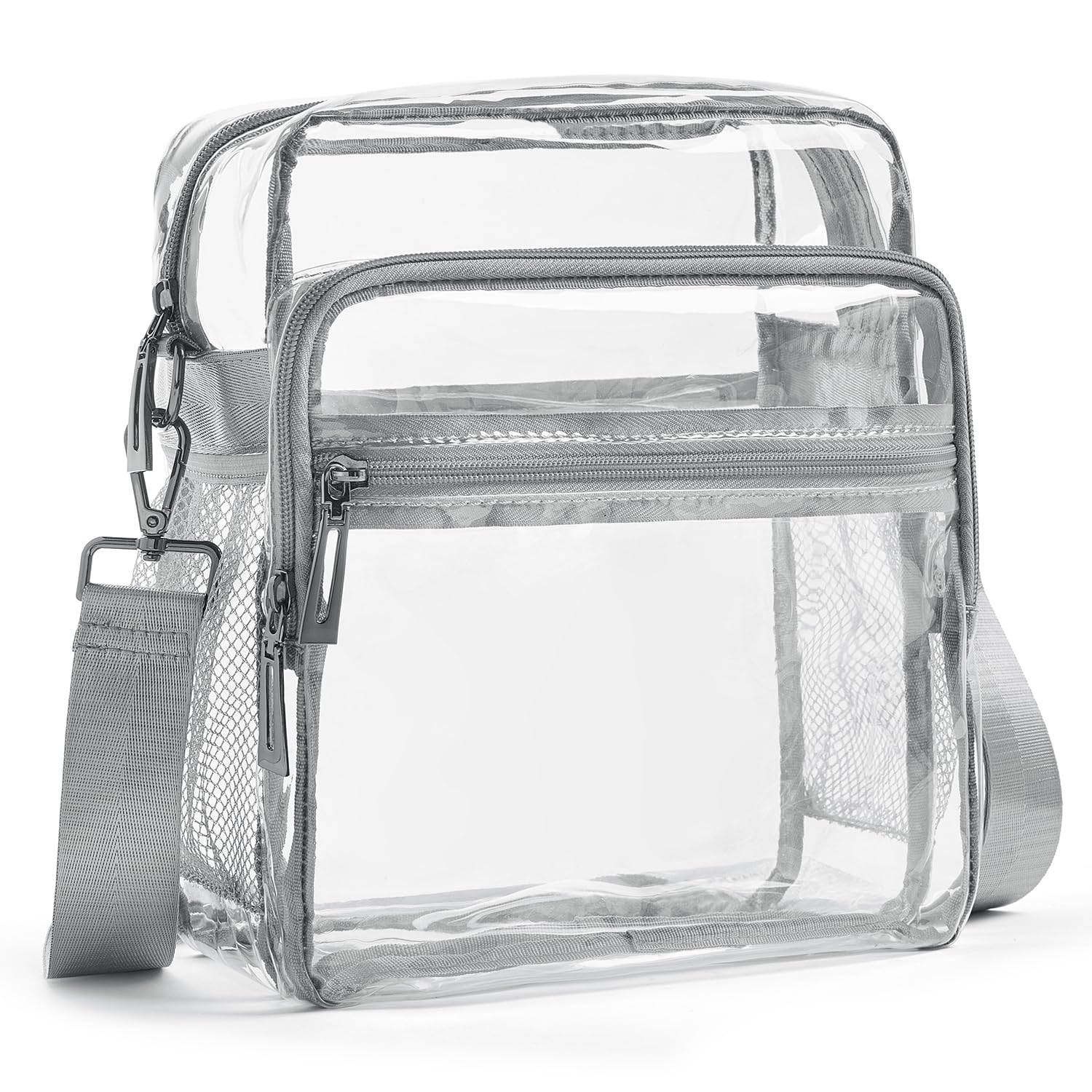 LATMAP Clear Bag for Stadium Events 12x6x12 Clear Purse with 3-Zipper Pockets Crossbody Handbag Tote for Concerts Sports