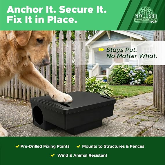 Mouse Bait Station 2 Pack Medium Size, Tamper Resistant Lockable Bait Boxes Indoor Outdoor, High Capacity Mid Size Rodent Bait Box with Key, Reusable Weather Resistant Pest Control