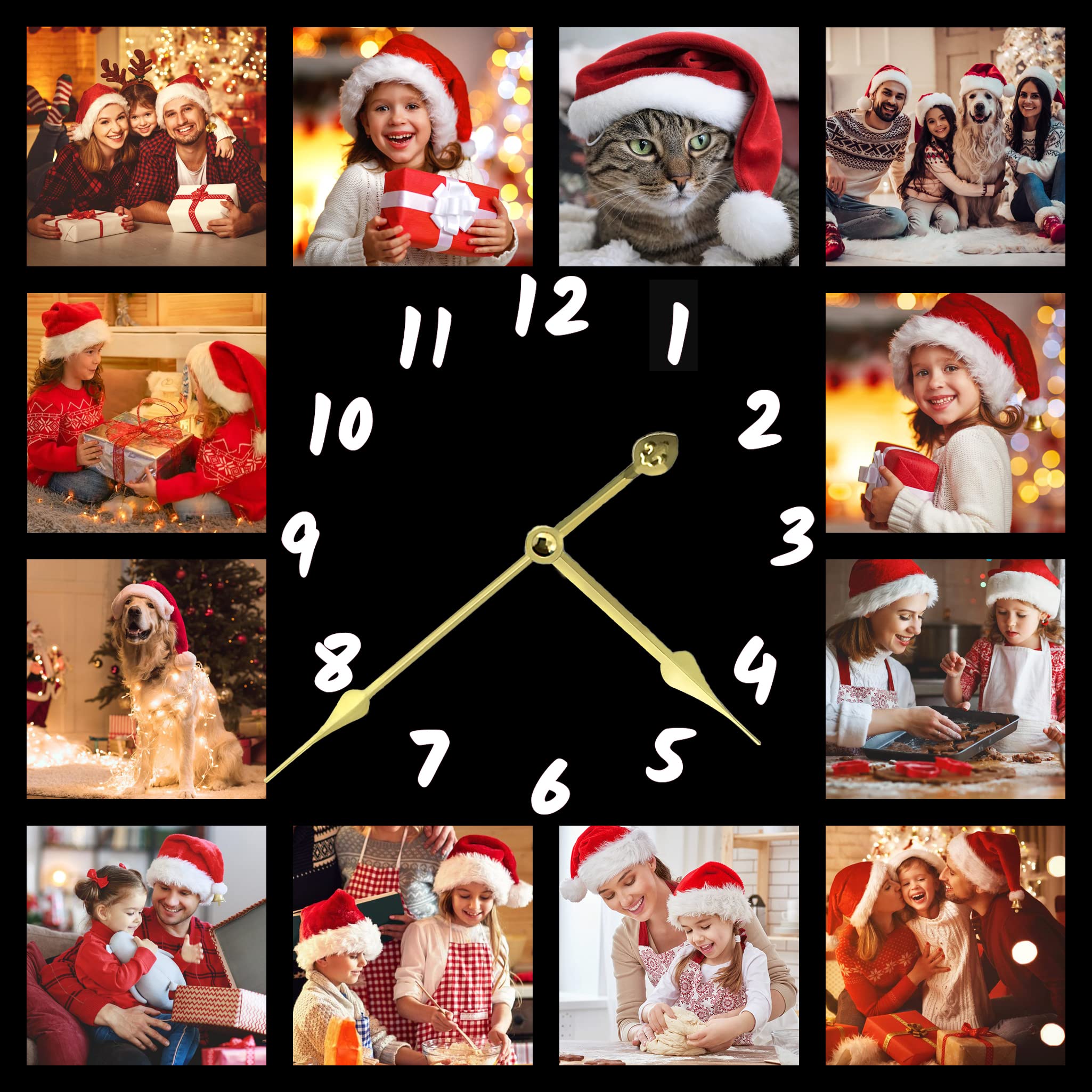 S&H&OU Custom Wall Clock,Photo Wall Clocks for Living Room Decor with Photo,Kids Silent Wall Clock,Personalized Photo Wall Hanging Time Clock for Birthday Wedding Valentine'S Day Christmas Photo Gift