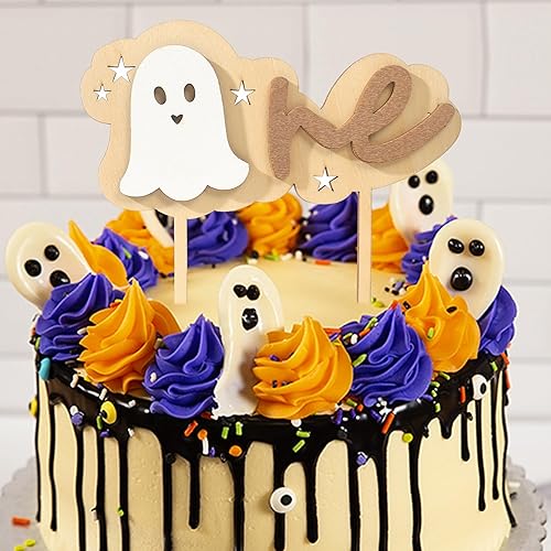 Miniatura 3 de Decoración de madera de fantasma de Halloween para tartas  Decoración de pastel de fiesta de cumpleaños temática espeluznante  Decoración de