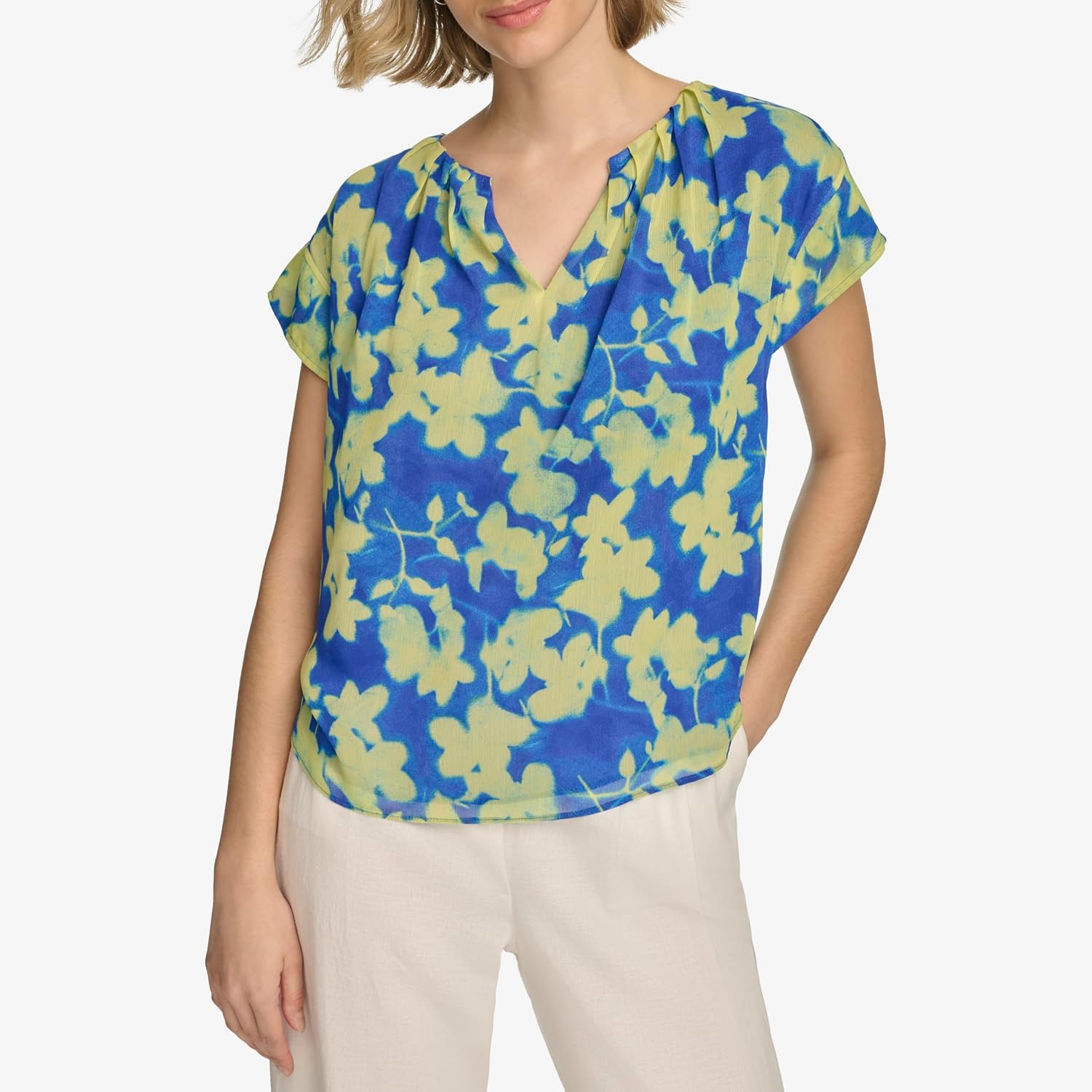 Calvin Klein Womens Short Sleeve Printed Top