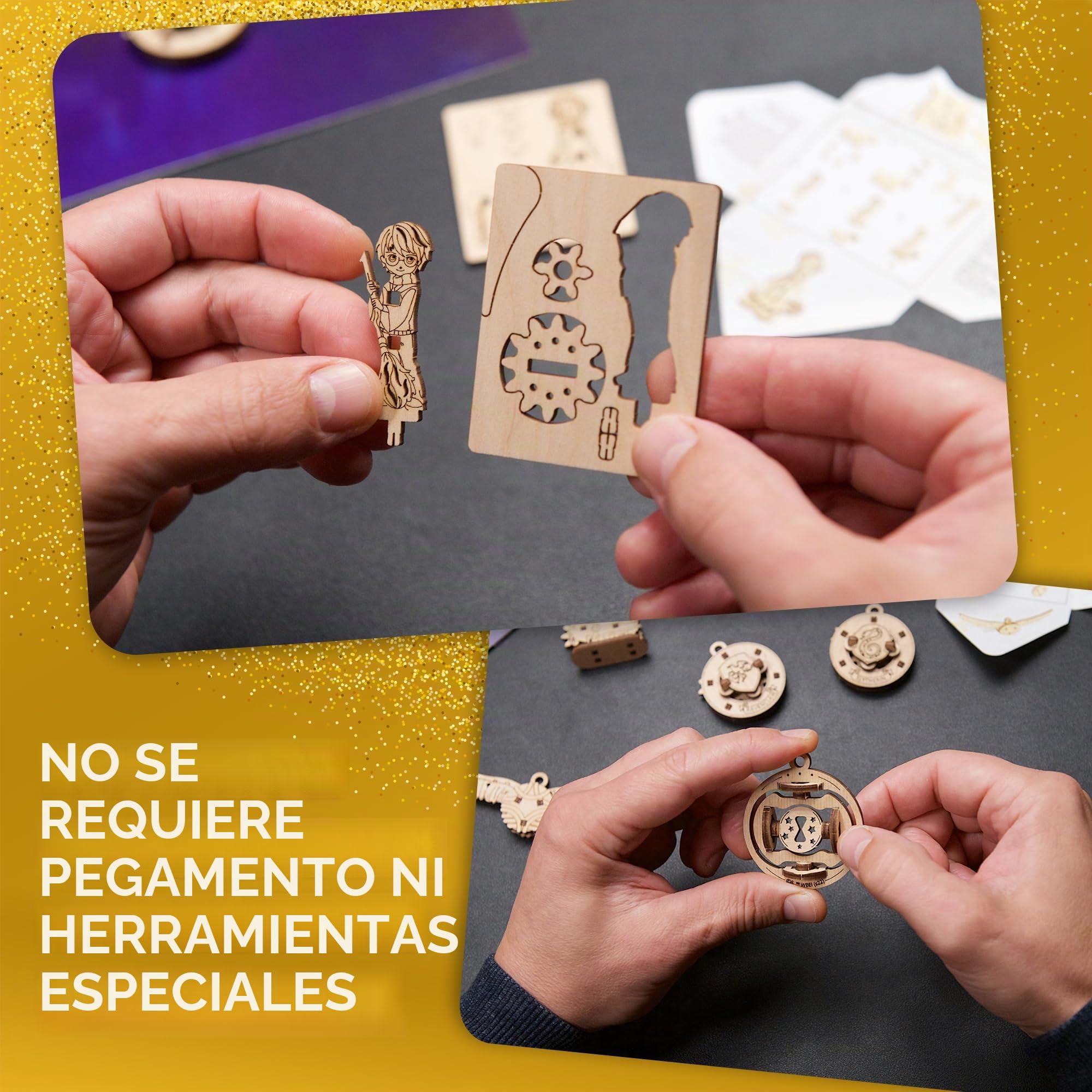 UGEARS Calendario Adviento 2023 Harry Potter - Maquetas para Construir - Calendario de Adviento de Cuenta Regresiva de Navidad con 24 maquetas Madera - Incluye Decoraciones para árboles de Navidad