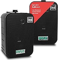 Pyle PDWR40B Dual 5.25" Waterproof Outdoor Speakers - Weatherproof Wall/Ceiling Mount Pair for Pool, Patio, Boat - Black 400W Peak