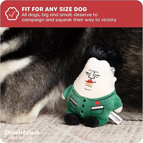 Miniatura 5 de Downtown Pet Supply Supreme Leasher - Juguete político para perros, novedoso juguete para masticar con chirriante, diseño de felpa con doble costura