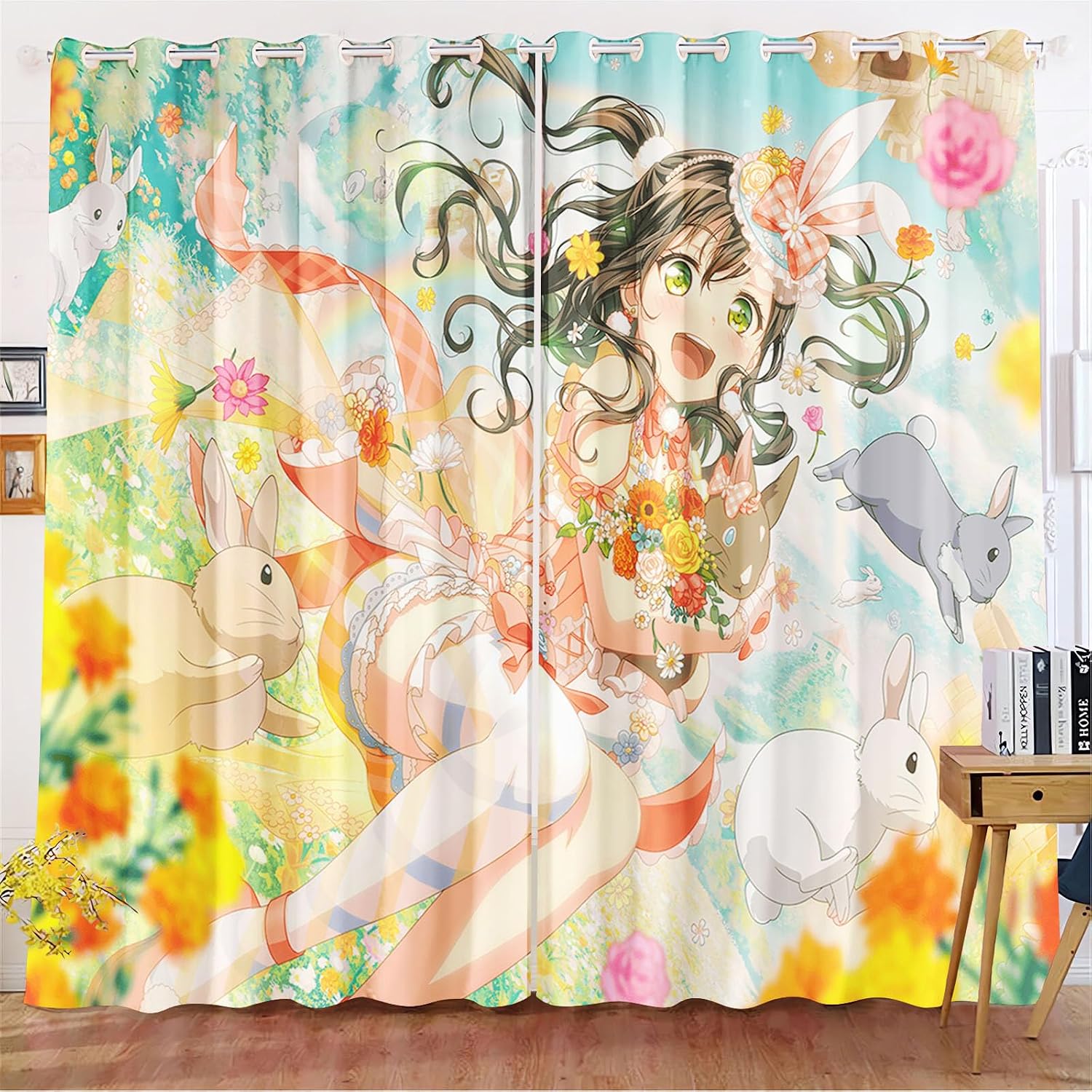 KIDSLOVE Anime Blackout Curtains Anime Girls Opaque Curtains Cartoon Manga Japanese Blackout Curtain for Bedroom Childrens Room 8.280 x 245 cm W x H 140 x 245 cm x 2