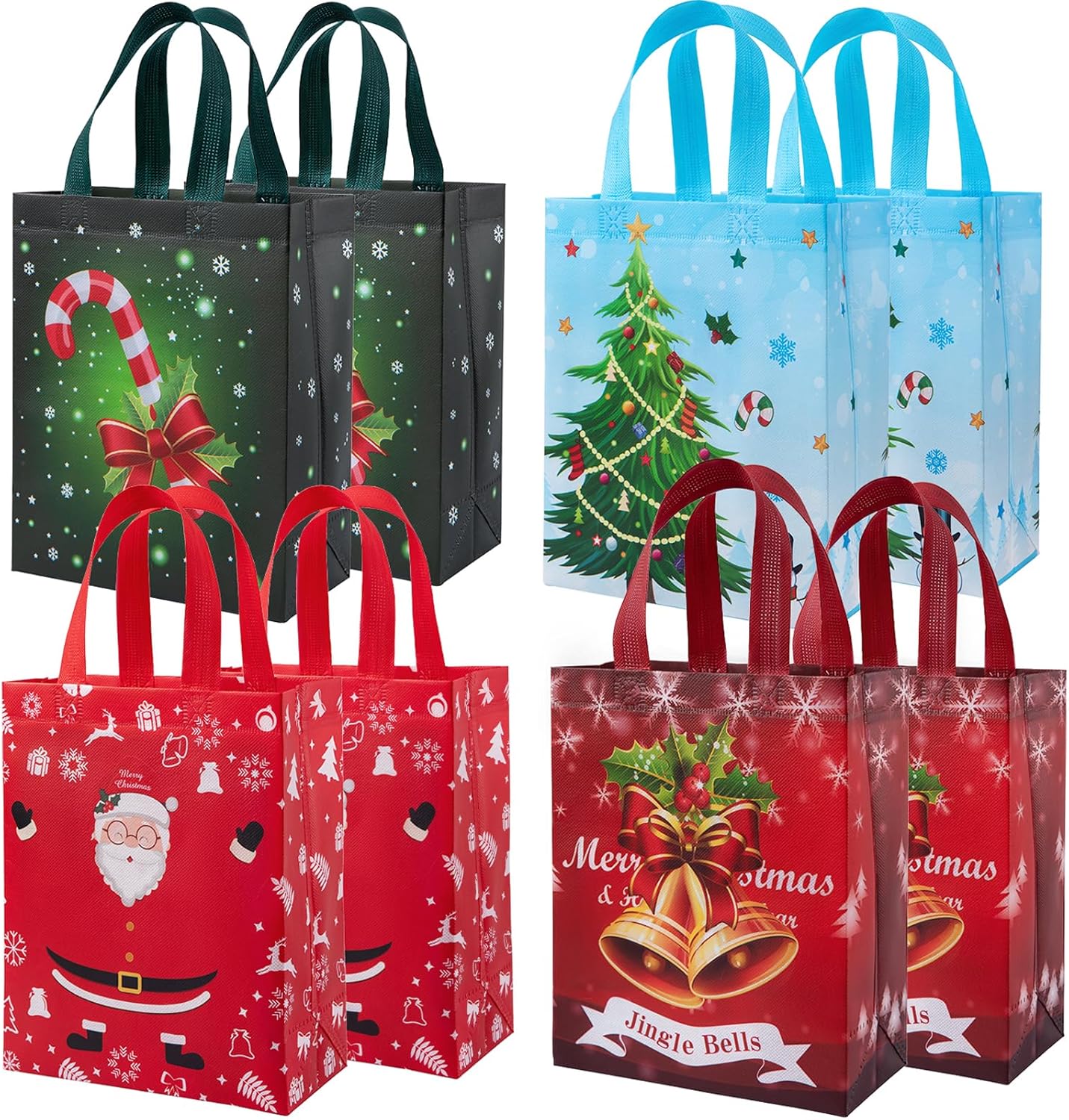 8Pcs Christmas Gift Bags Small With Handles Gift Bags Reusable Shopping