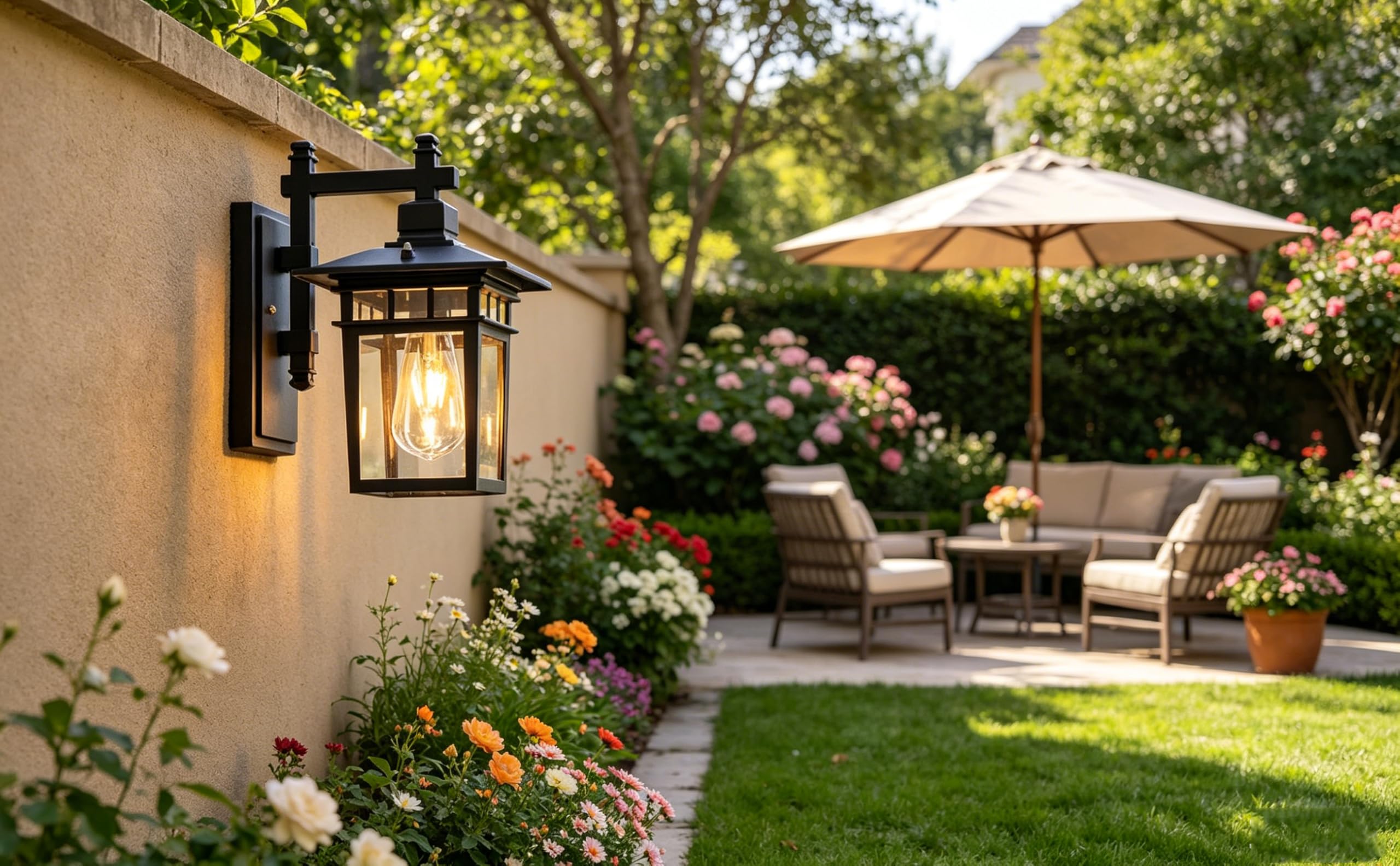 Chao Zan C Hao Zan E27 Lassi Black Outdoor Wall Lamps For Hallways, Pavilions, Porches, Gardens, Stairs, Paths,Waterproof Wall Lamp, Outdoor Lighting Wall Lights Fixtures