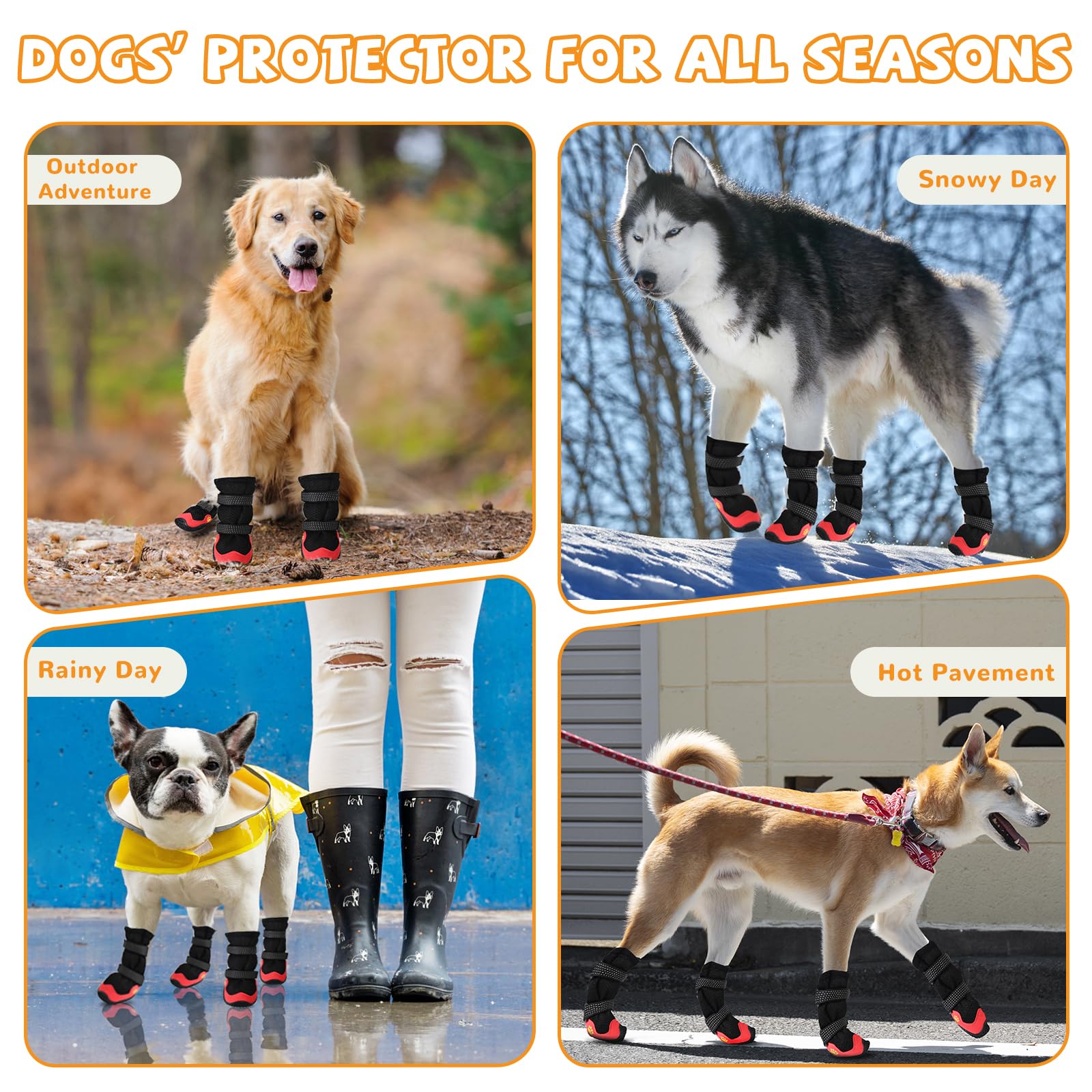 Chaussures pour chiens de taille moyenne et grande - Chaussures respirantes pour trottoir chaud, bottes pour chien et protections de pattes pour éviter le léchage - Bottes antidérapantes avec