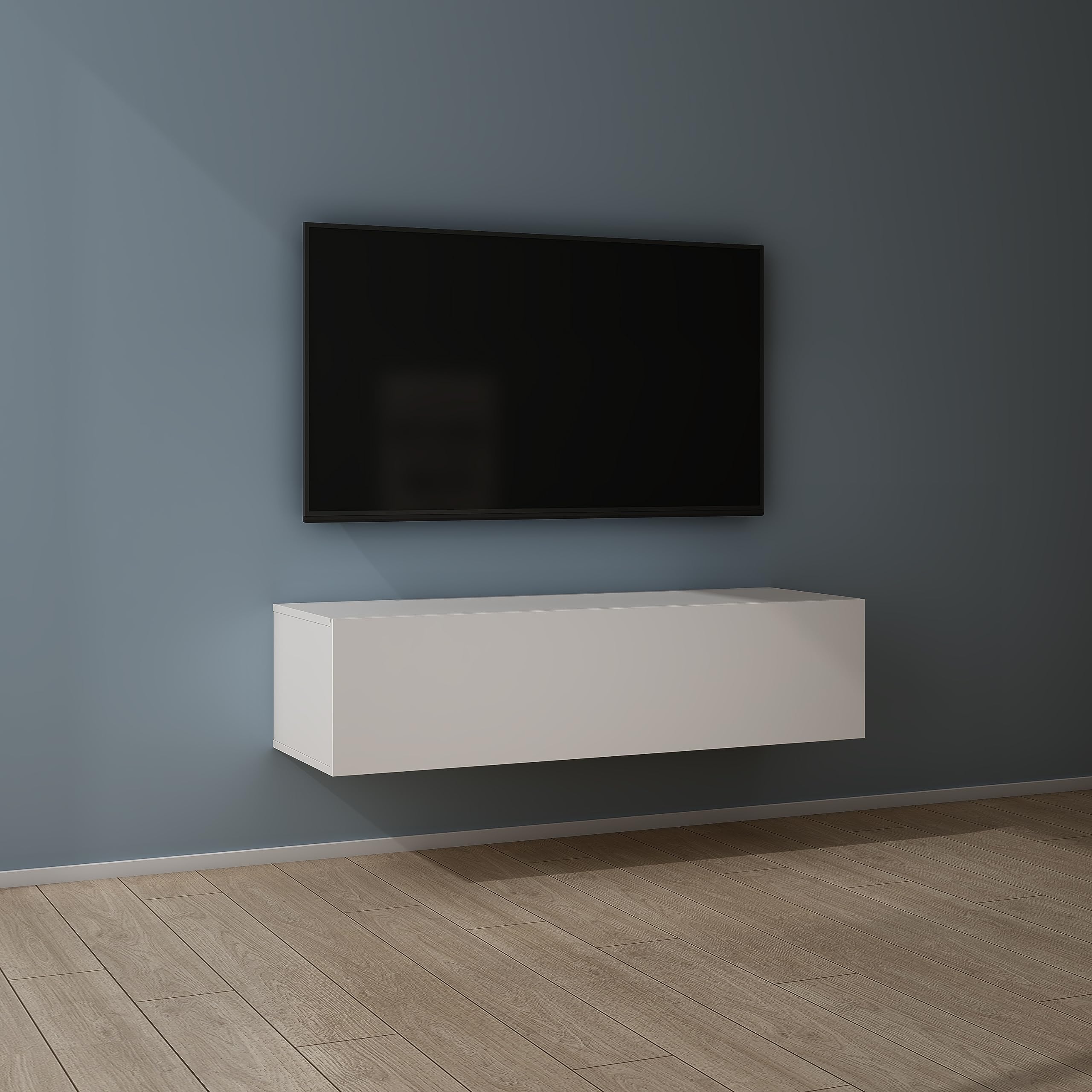 Mai & Mai Fernsehtisch Fernsehschrank TV Schrank Verdeckter Griff mit Soft-Close Lowboard Hängeschrank für Wohnzimmer in Matt Weiß BTH: 120x40,2x30 cm Fernsehschrank02