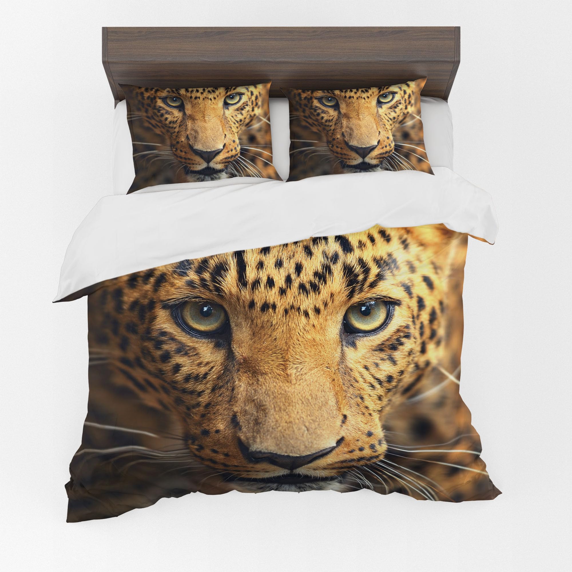 Adam Home 3D Duvet Cover Set With Pillowcases Home Bedroom Décor Digital Printed Microfiber Double Bedding Set Made in UK|Leopard Eyes