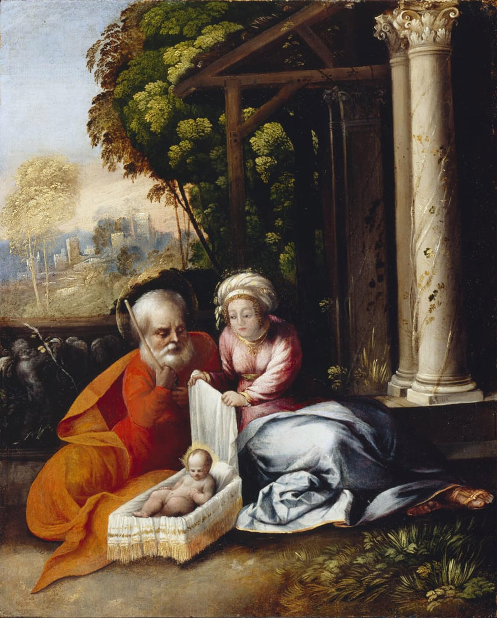 ARTXLXXBN Famous Print Painting Colorful Art Print the Holy Family by Dosso Dossi Canvas Art Decorations for Home Decor 60x90cm