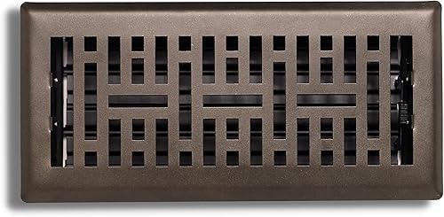Precision Flow Registro de piso de acero de 4 x 12 pulgadas, diseño metro, acabado de bronce metálico, cubiertas de ventilación prémium para el
