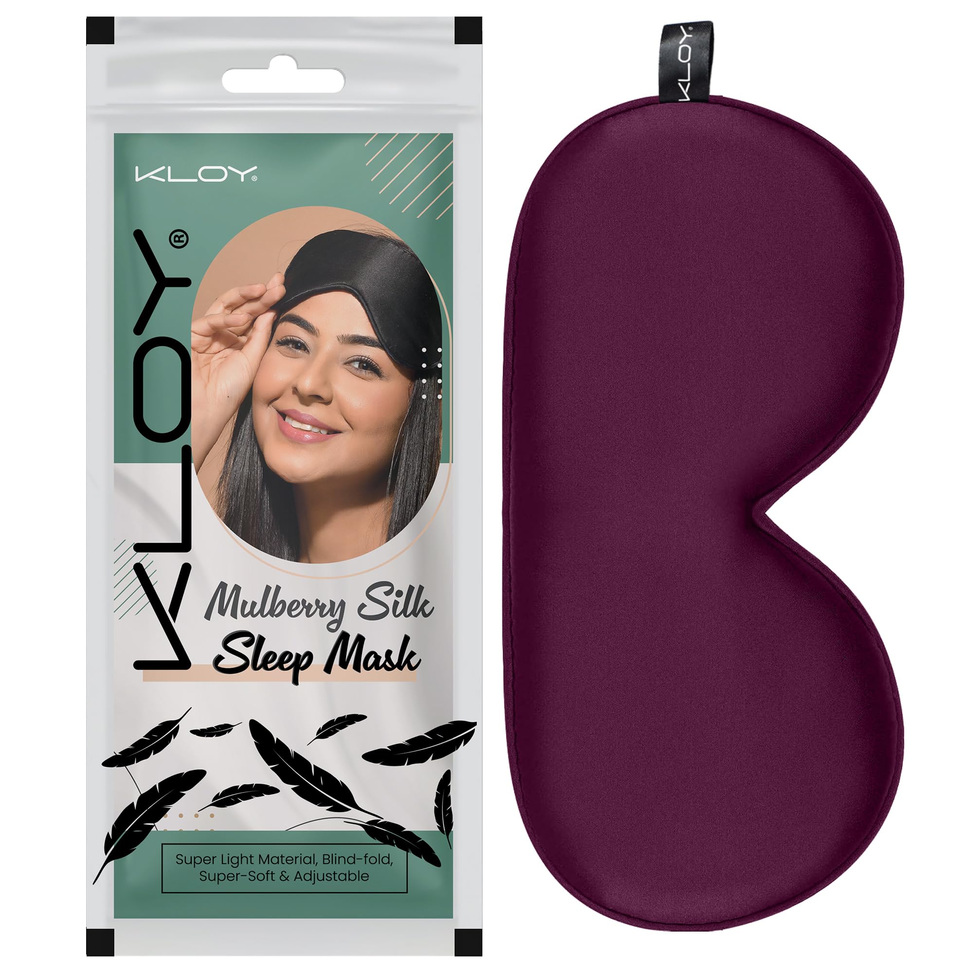 KLOY Mulberry Silk Sleep Eye Mask – Super Soft, Smooth & Cozy with Adjustable Strap for Best Comfort, Light Blocking & Deep Sleep – Perfect for Travel, Meditation, Naps, Relaxation & Stress Relief (Silk Maroon)
