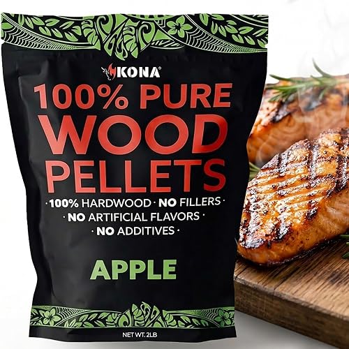 Kona 100% Apple Smoker Pellets, Intended for Ninja Woodfire Outdoor Grill, 2 lb Resealable Bag