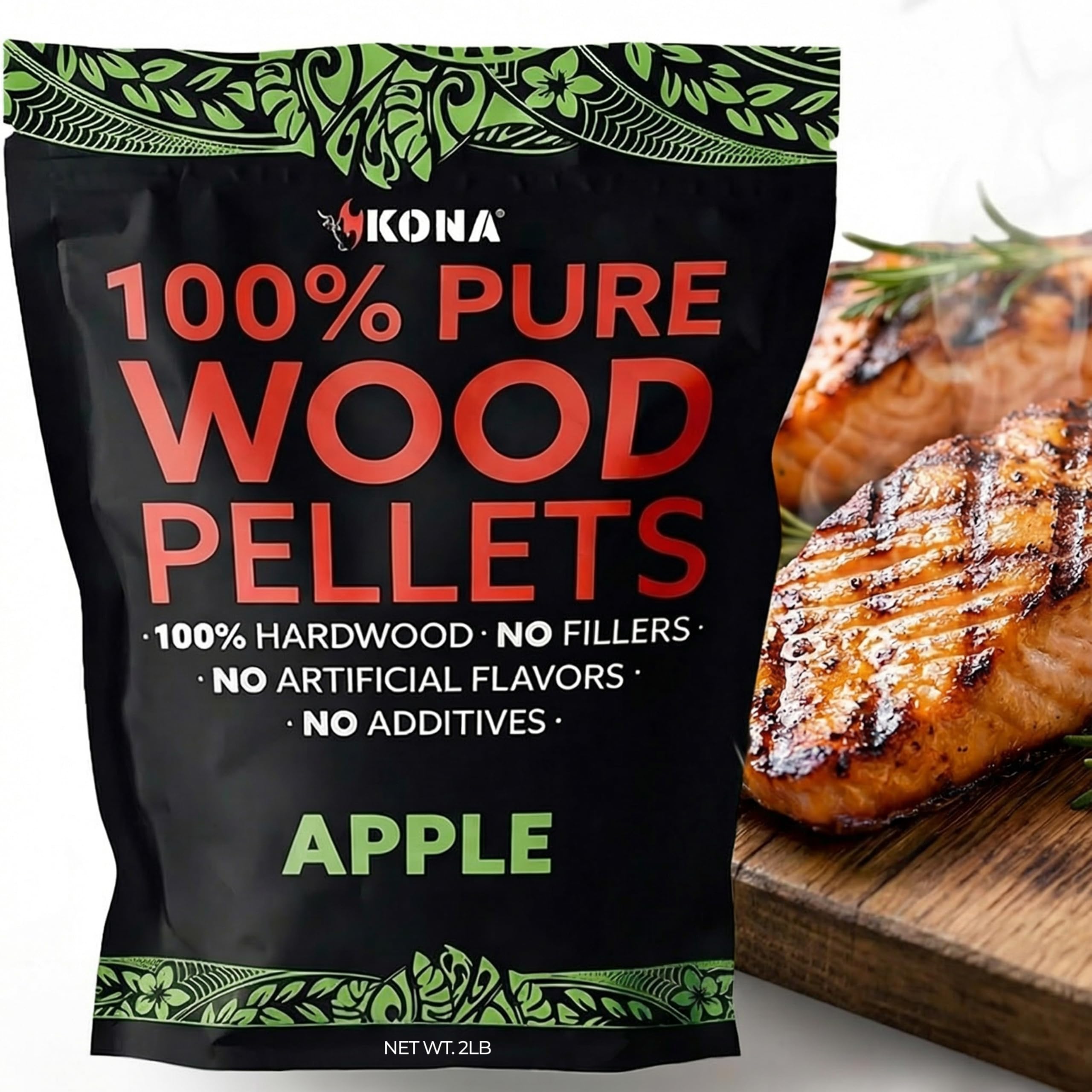 Kona Brown 100% Apple Smoker Pellets, Intended For Ninja Woodfire Outdoor Grill, 2 Lb Resealable Bag