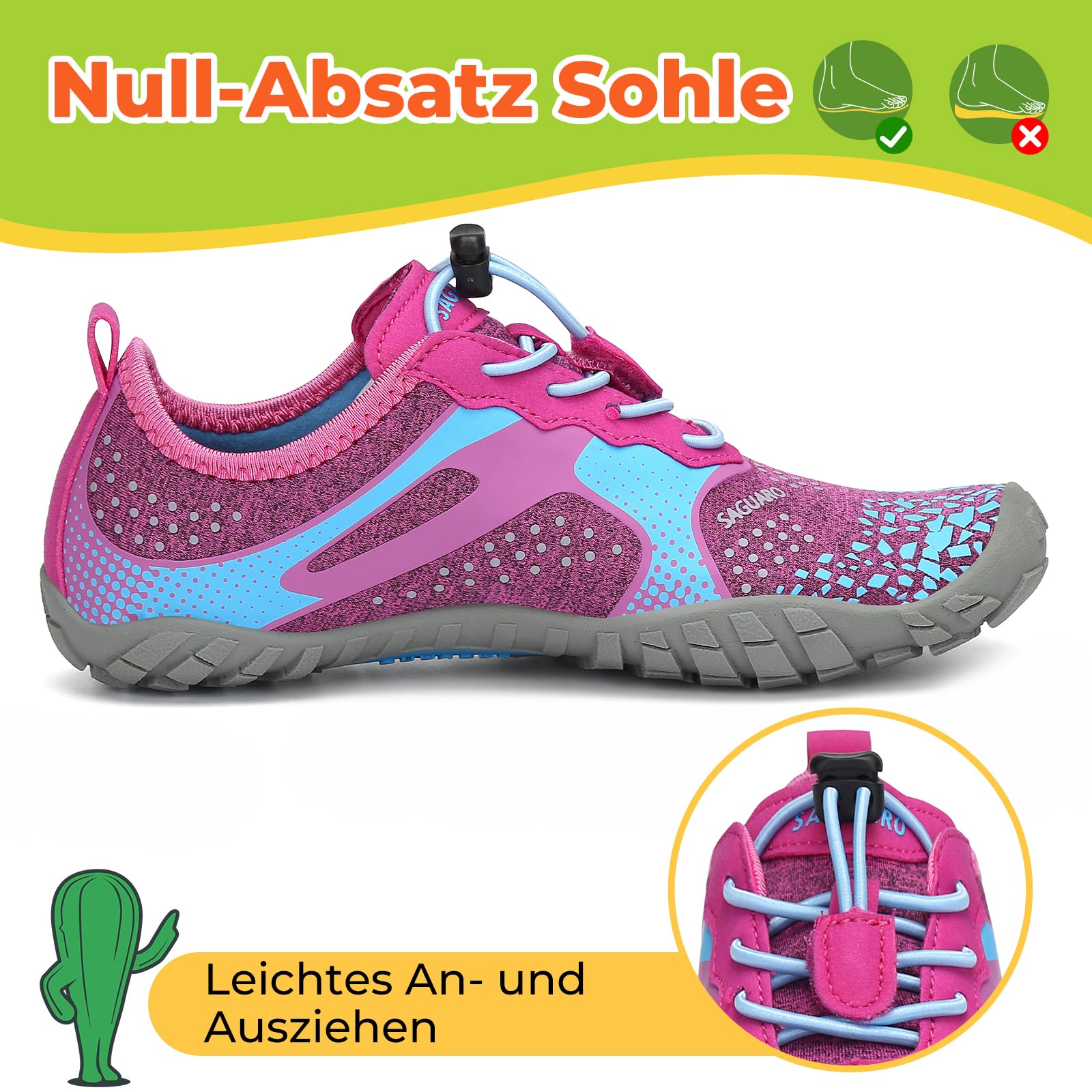 SAGUARO Barfußschuhe Kinder Barfussschuhe Schnell Trocknend Badeschuhe für Jungen Mädchen Gr.24-36