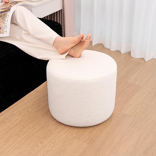 Miniatura 12 de Reposapiés otomano cuadrado, puf pequeño para sofá, mesa de café, taburetes tapizados Boucle aplicables a la sala de estar, dormitorio y dormitorio,