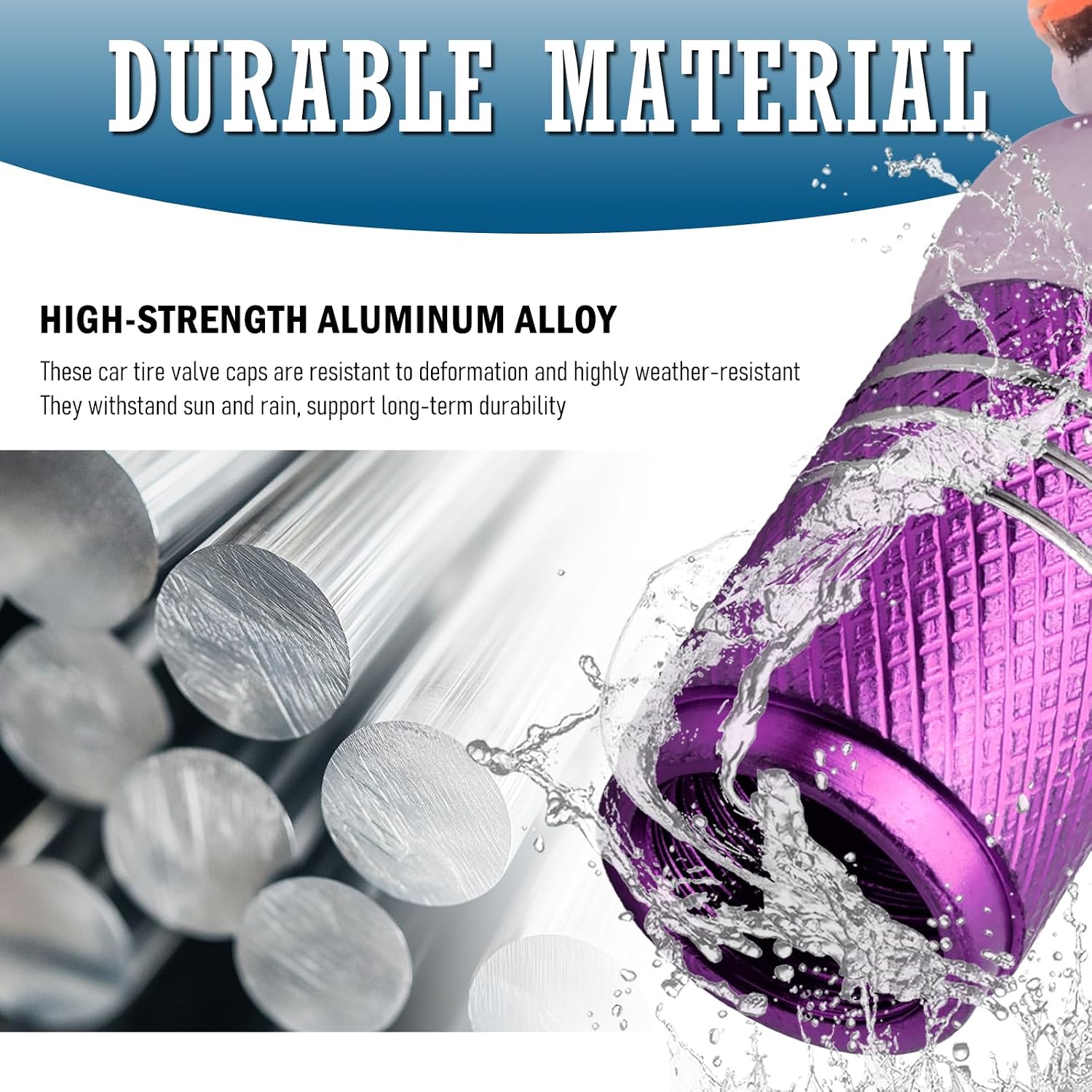 4PCS Cute Sunglasses Duck Tire Valve Caps,Leak Proof Car Tire Valve Stem Caps for Car Decorations & Protection,Universal Dustproof Cars Tires Cap Cars Accessories (Purple) image 3
