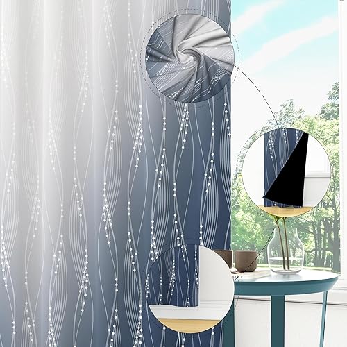 Miniatura 4 de Cortinas opacas con aislamiento térmico y bloqueo de luz para oscurecer la habitación, cortinas para sala de estar, cortinas degradadas para