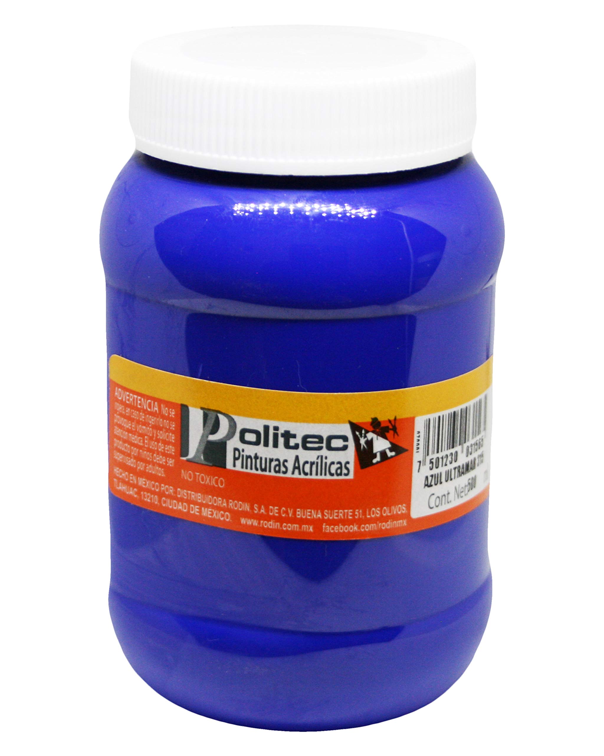 Politec Non-Toxic Permanent Acrylic Paint (16.91 oz - 500 mL) Marine Blue 315, Excellent for Paper, Wood, Canvas, Fabric, Ceramic, Metals, Cement, and styrofoam.