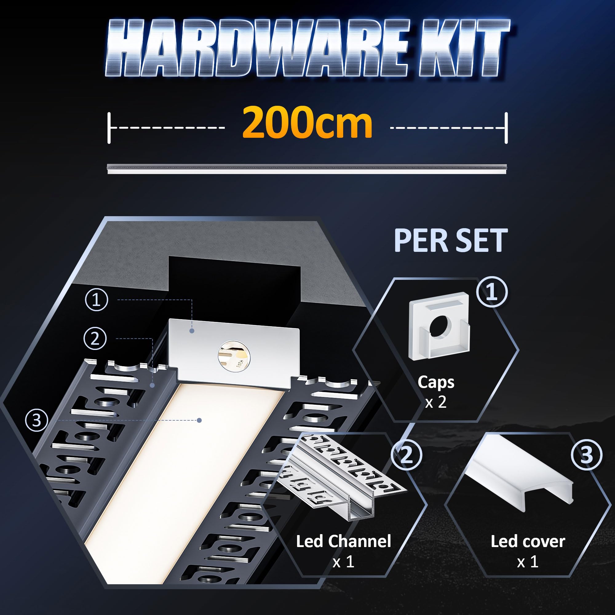 26 x profil aluminiowy do taśm LED 2 m, profil płyt gipsowo-kartonowych do listwy LED, montaż powierzchniowy do bezpośredniego oświetlenia sufitowego, kompatybilny z dyfuzorem LED i kanałami kablowymi