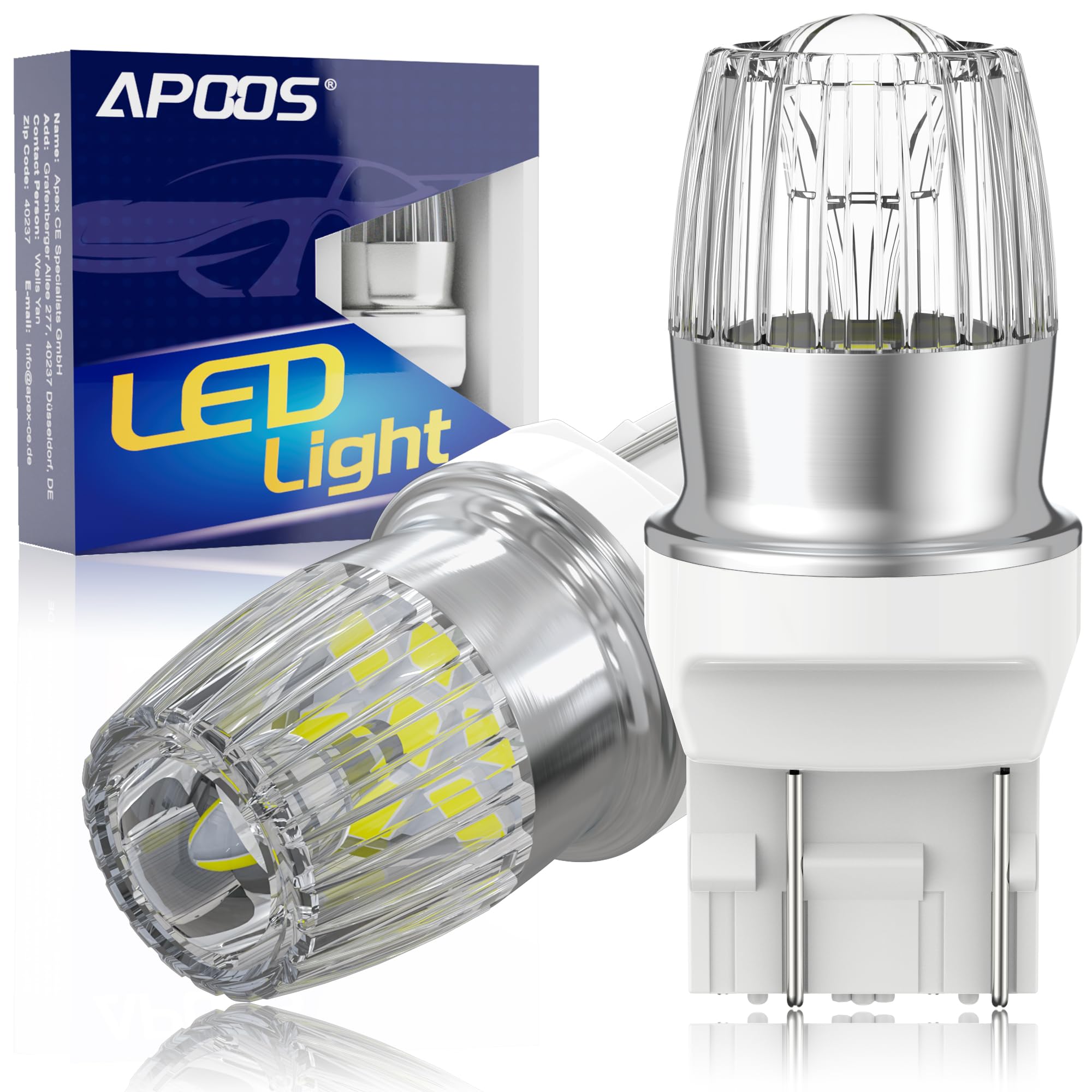 Żarówki LED T20 W21W W21/5W 7440 7443 992 12 V 24 V do samochodu światło cofania do jazdy dziennej DRL Kierunkowskazy światła wstecznego hamulca tylnego 6500K białe 2 szt
