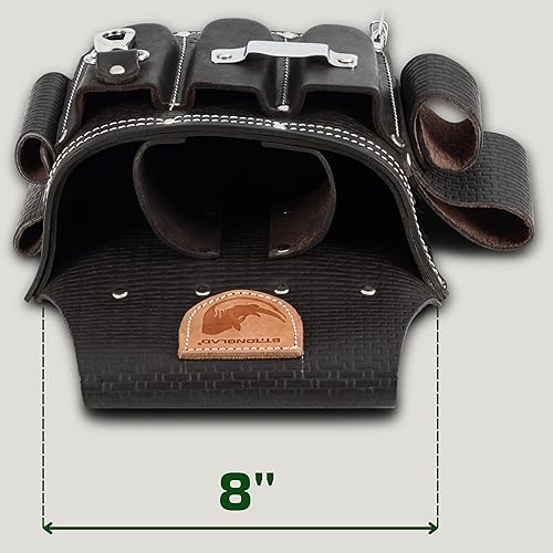 Miniatura 7 de STRONGLAD Cinturón de herramientas para electricistas de alta resistencia, bolsa de cuero de grano superior de 13 bolsillos, ajuste ajustable de 29