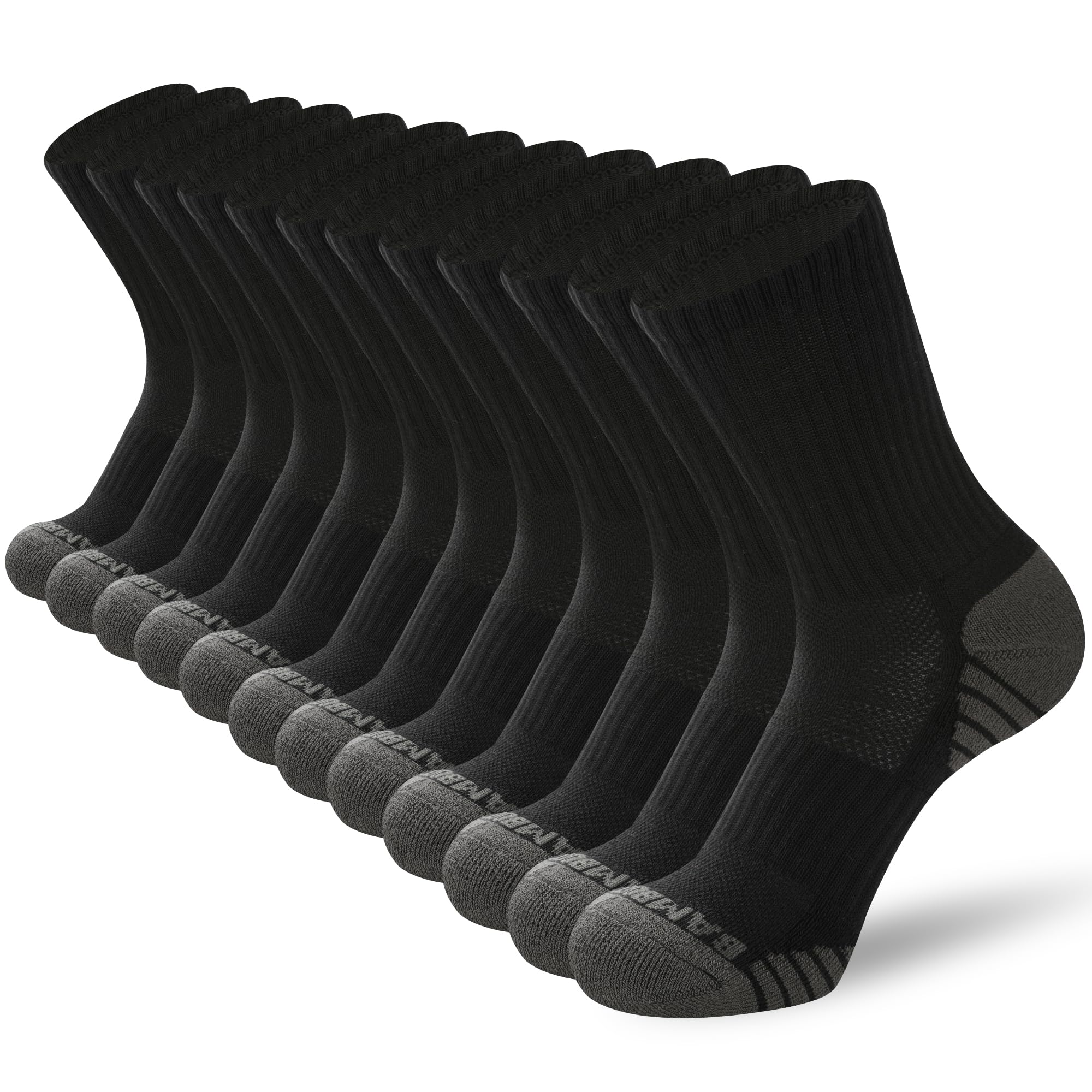 BAMBOO COOLWomens Crew Socks Athletic Running Sports, Cushioned Moisture Wicking, Breathable Arch Support For Ladies, 6 Pack