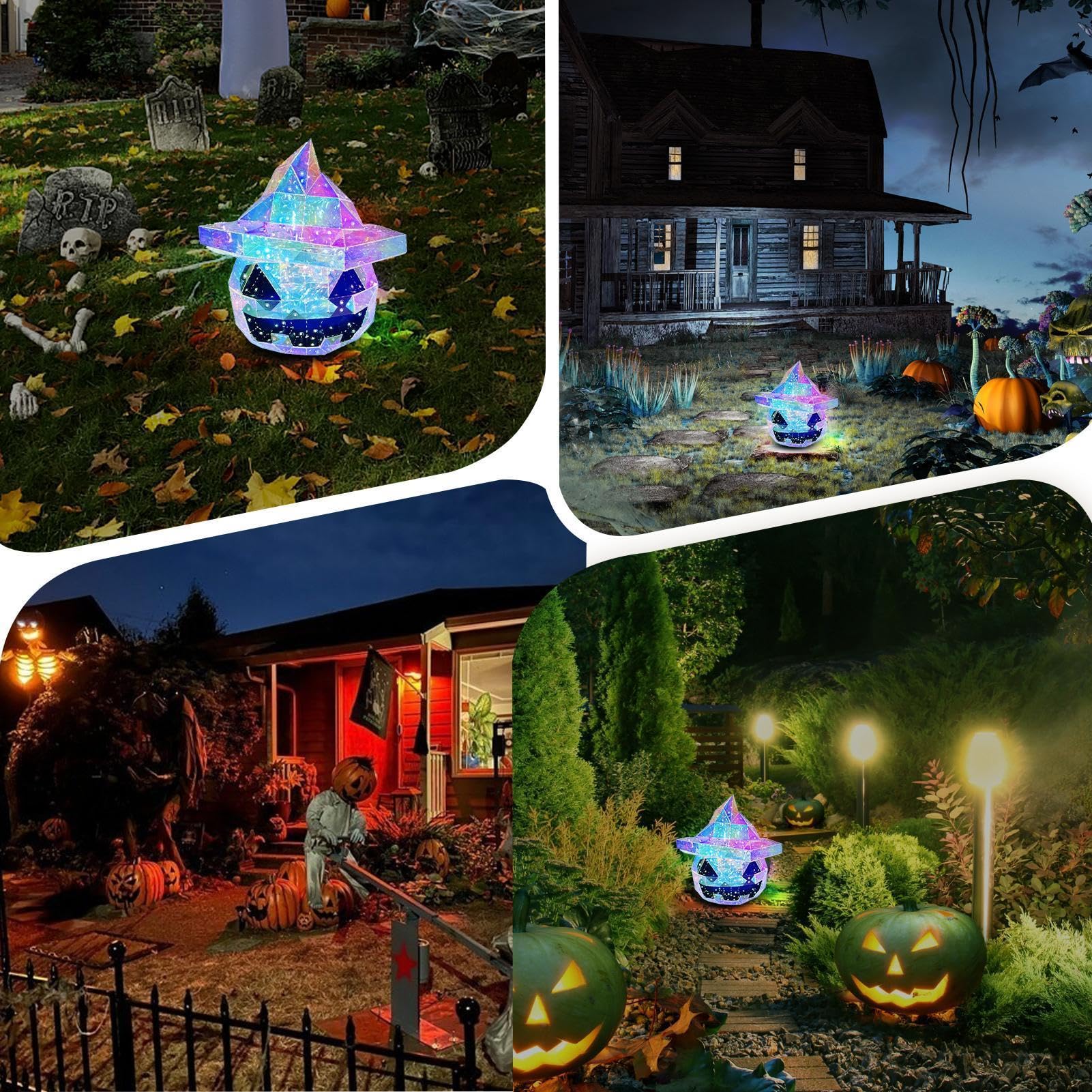 Lámpara de Calabaza incluye figura iluminada con sombrero y accesorios de