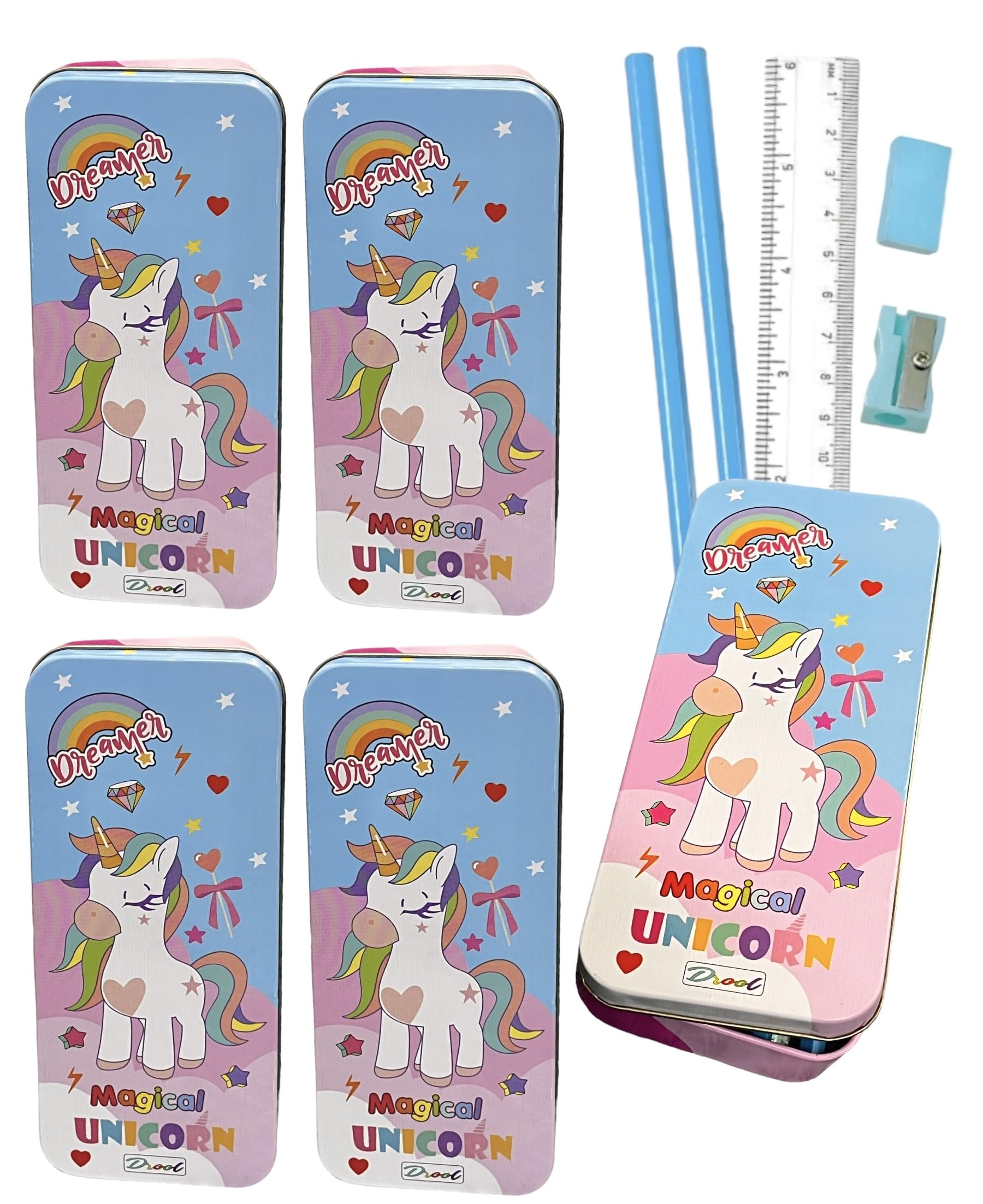 LE DELITE Space Theme Pencil Box Case with Stationary Pencil, Scale,Eraser & Sharpener Combo Set | Birthday Return Gift Party Favor for Girls, Boys, Kids (Unicorn - 10 Pencil Box) (B0CWJ3S6SS) Amazon Price History, Amazon Price Tracker