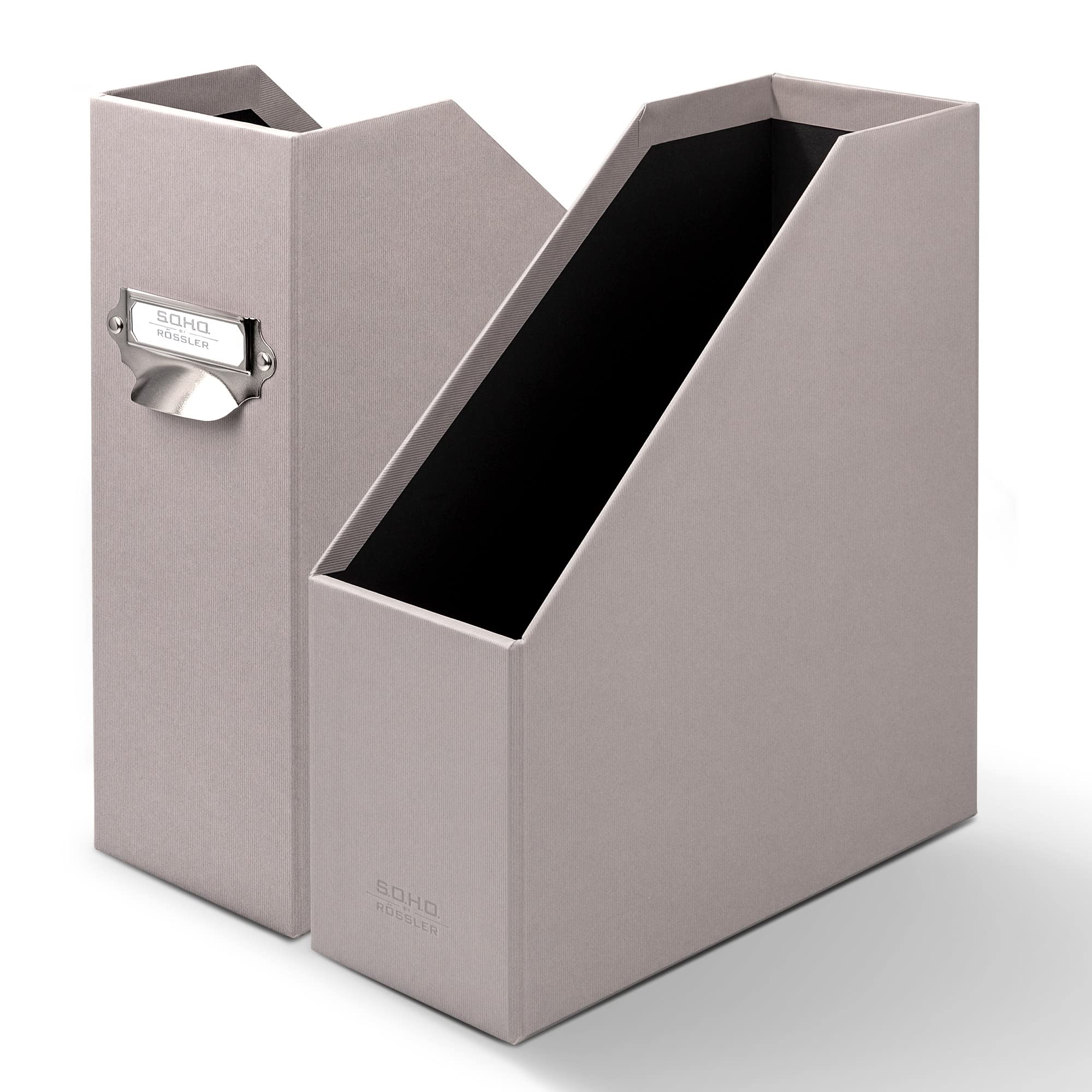 Rössler SOHO Stehsammler A4 | Stehsammler Pappe aus stabilem Karton | Büro Organizer | Schreibtisch Organizer | Zeitschriftenhalter | 315 x 260 x 115 mm | 1 Stück | Farbe: Grau | Taupe (Packung mit 4)