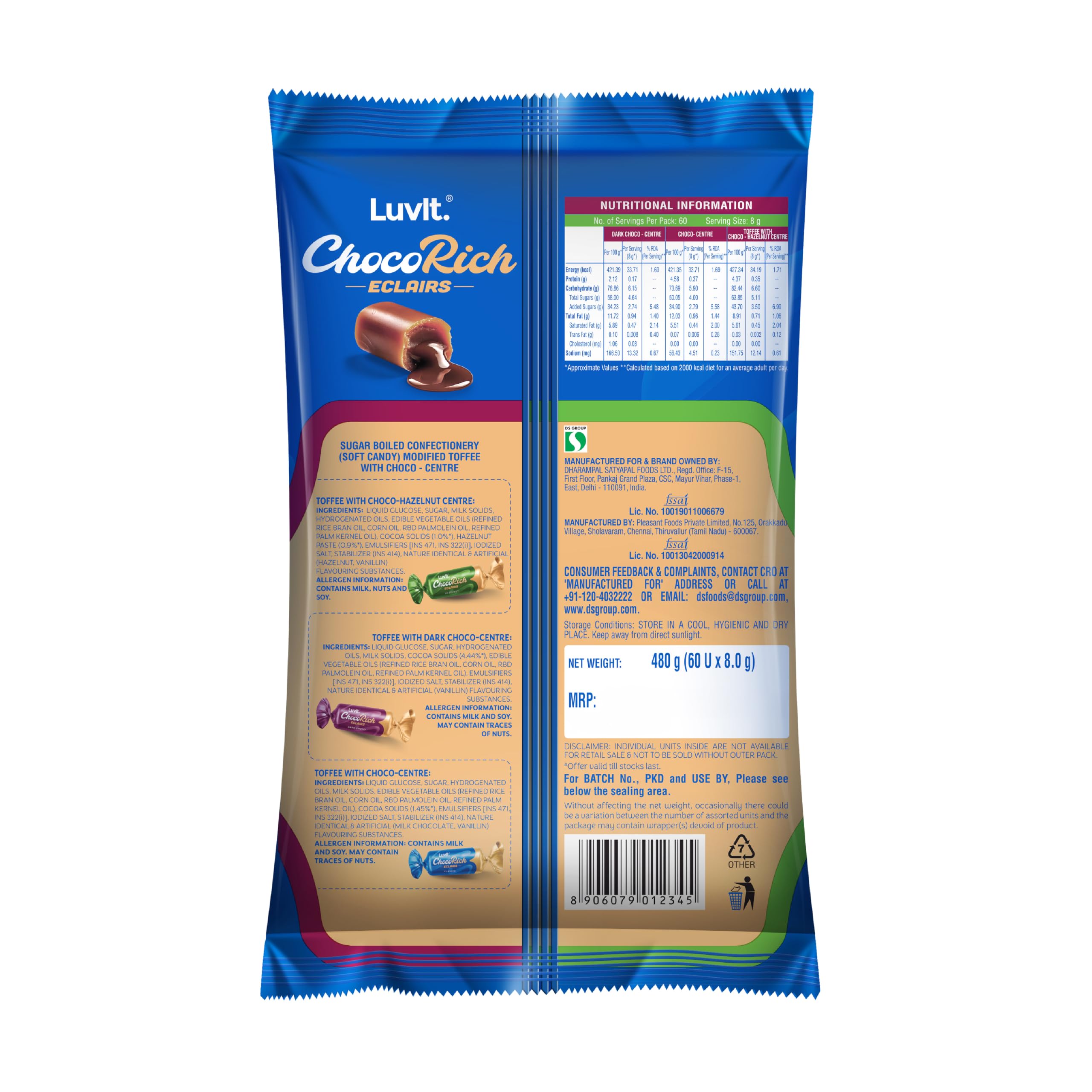 LuvIt. Chocorich Classic Eclairs Chocolate | Birthday Party Pack | Pack of 2-390g Each
