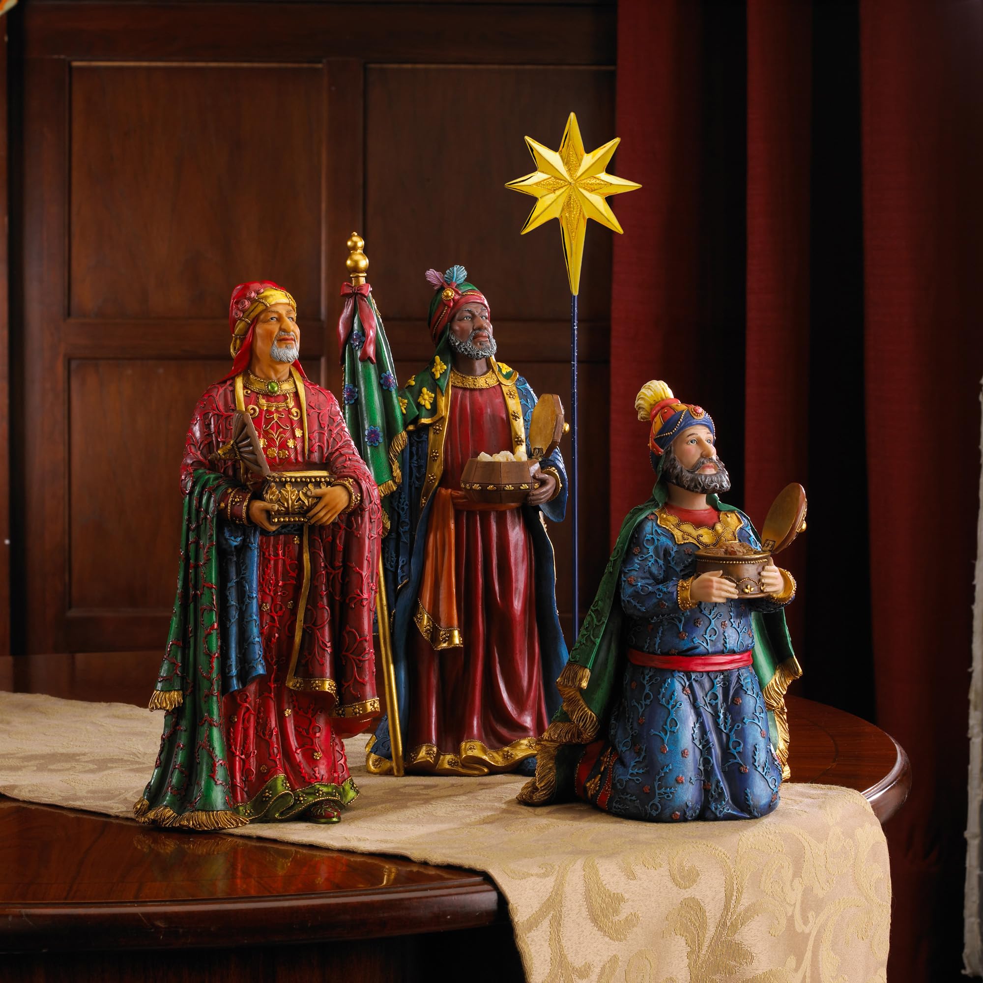 Three Kings Gifts - Figuras de belén de la Vida Real de 7 Pulgadas, Incluye Cofre de Oro, Incienso y Mirra