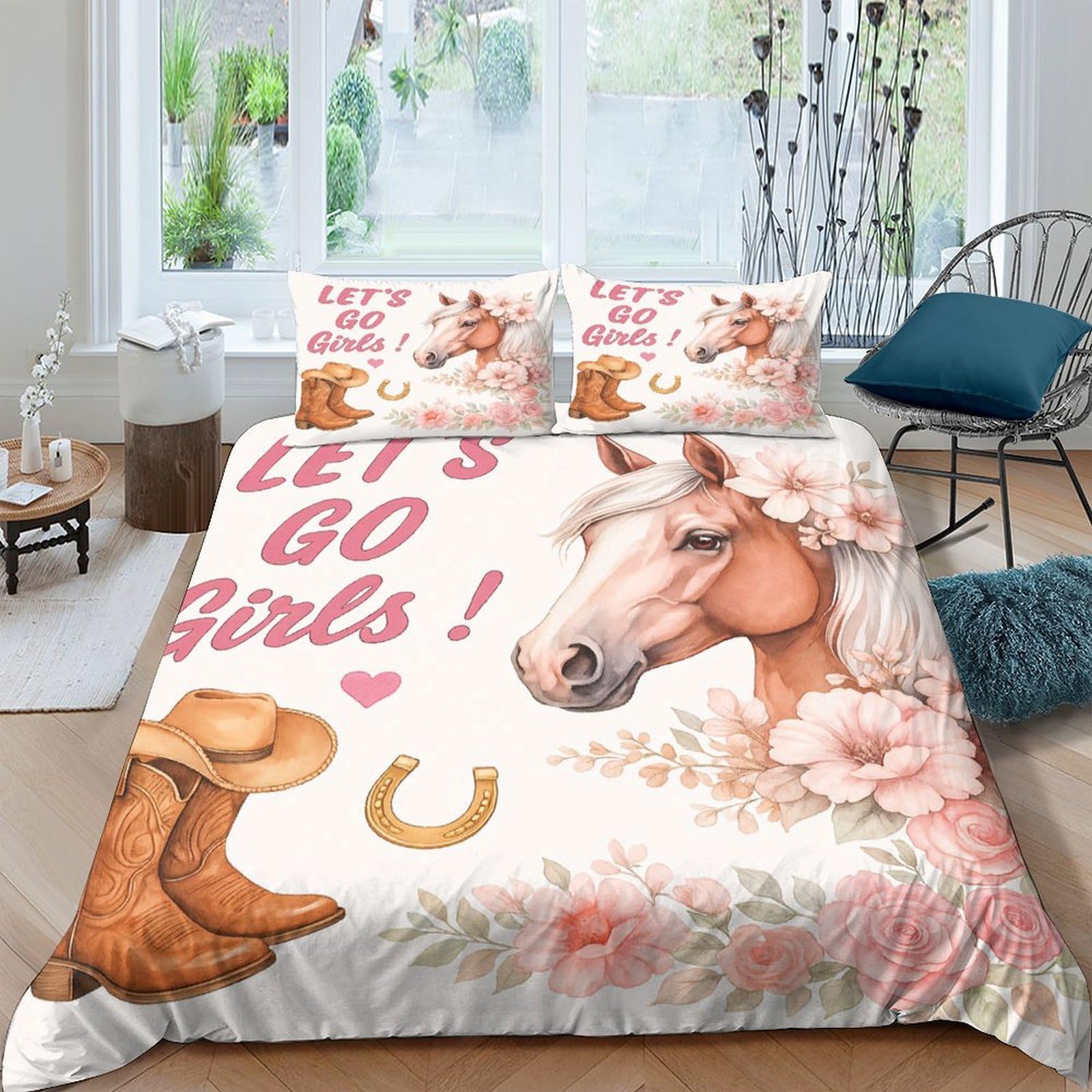 Ctjqhvkz Style-8 3D Printed Western Cowboy Fitted Sheet Microfiber Soft Horse Floral Bed Cover For Bedroom Guestroom Decor Single（135X200cm）