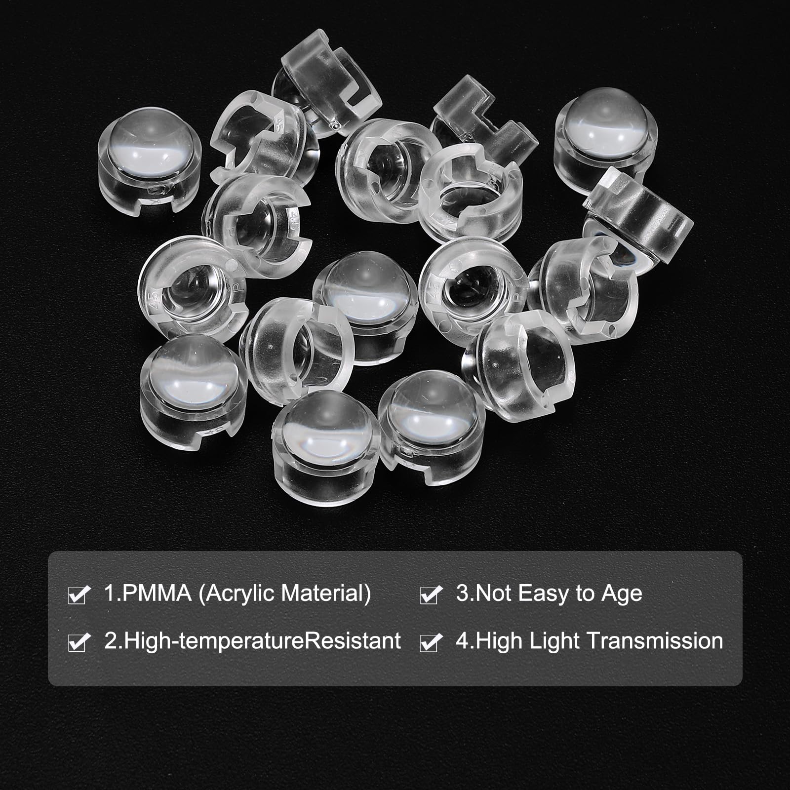 PATIKIL 12mm LED Convex Lens, 36 Pack 45 Degree Beam Angle PMMA Acrylic LED Optical Convex Condenser Lens for 1W 3W LED Lamp Beads Infrared Cameras, Transparent - Image 3