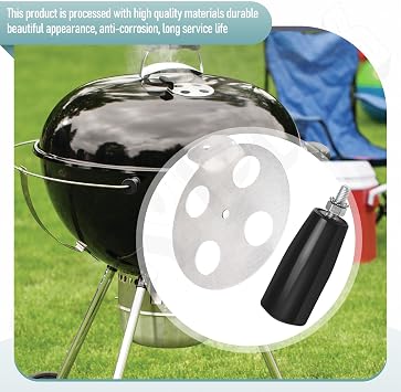 Premium Aluminum Gas Grill Damper Kit 63070 Replacement Parts for Weber 22 22.5 20 Bar-B-Kettle, Charcoal Performer, Master Touch, Touch-N-Go with Cool Touch Handle Anti-Corrosion