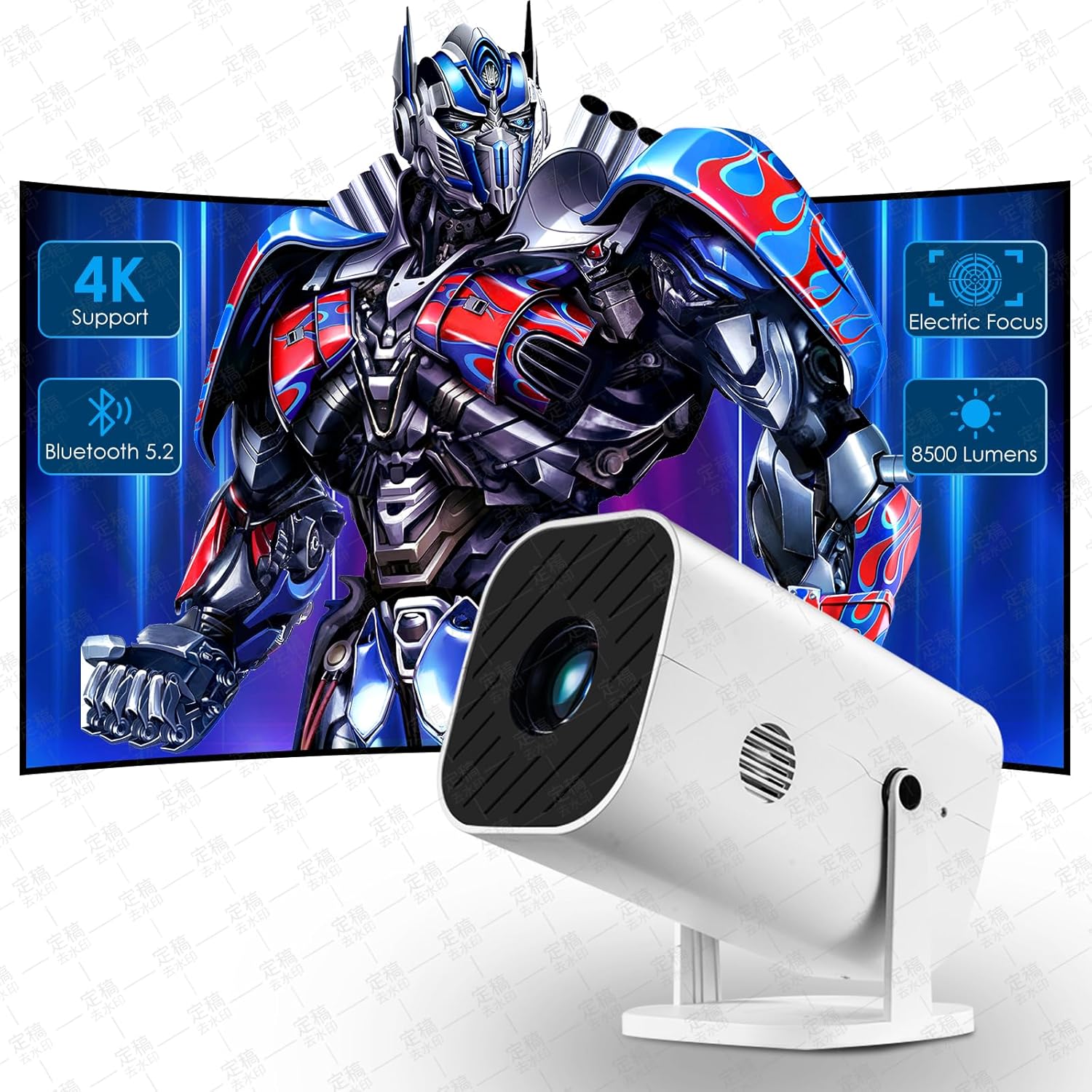[180°Adjustable Stand] [Electric Focus] [Built-in App]Mini projector with Bluetooth,Outdoor Portable Projector 1080P Support,Home Theater Movie Projector Compatible with Android/iOS/TV Stick/HDMI/USB