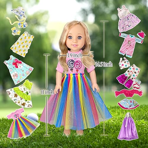 Miniatura 3 de 10-Sets Doll-Clothes for American-14-inch-Dolls - Compatible with 14.5-inch-Dolls Handmade Clothes and Outfits Accessories Christmas Birthday Gift