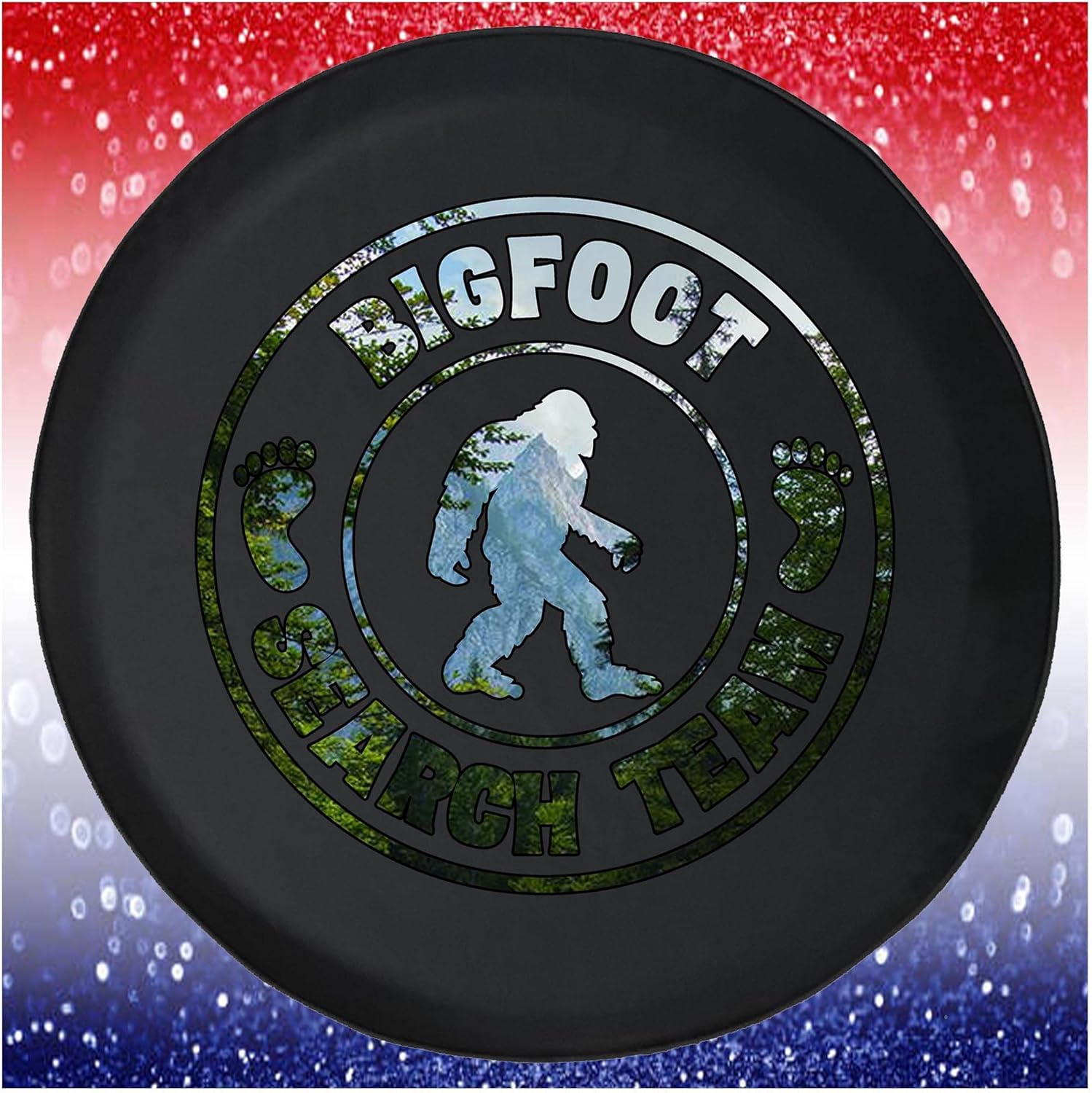 Spare Tire Cover Bigfoot Search Team Sasquatch Black fits JL Jeep Accessories for 32-33 Inch tire with JL Camera Hole