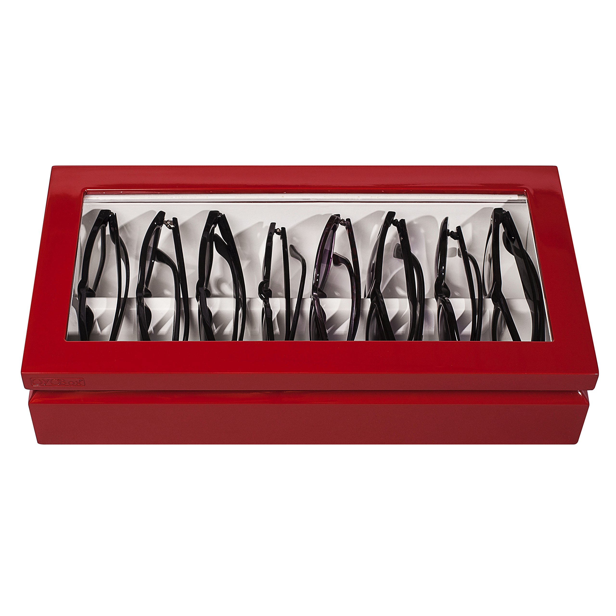 OYOBox Maxi Luxury Eyewear Organizer, Lacquered Wood Box for Glasses + Sunglasses