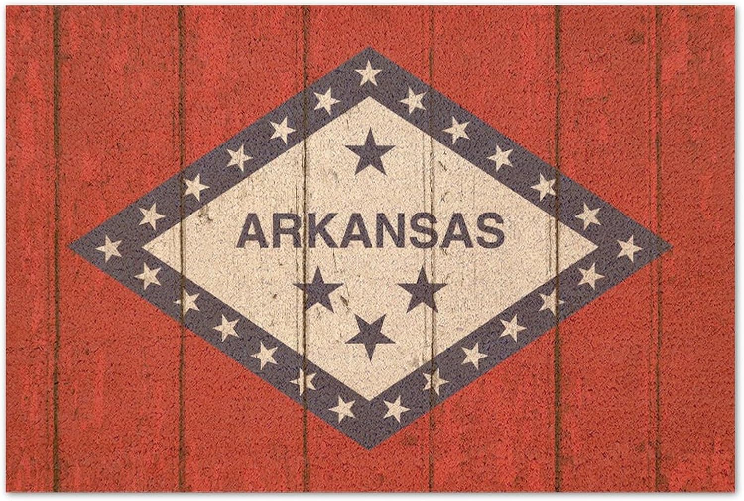 Arkansas Doormat Coir Fiber Floor Doormat Memorial Flag American US Door Mat Housewarming Gift Decorative Home Entryway Home Decor 24x36in
