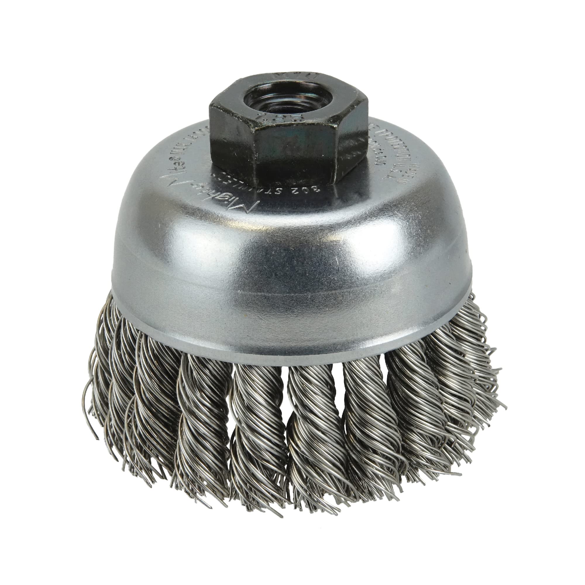 Weiler 13253 – 2-3/4" spazzola a tazza con 1 file di 2,5 cm di lunghezza x 0,1 cm di diametro. Annodato – parziale Twist setole in acciaio INOX