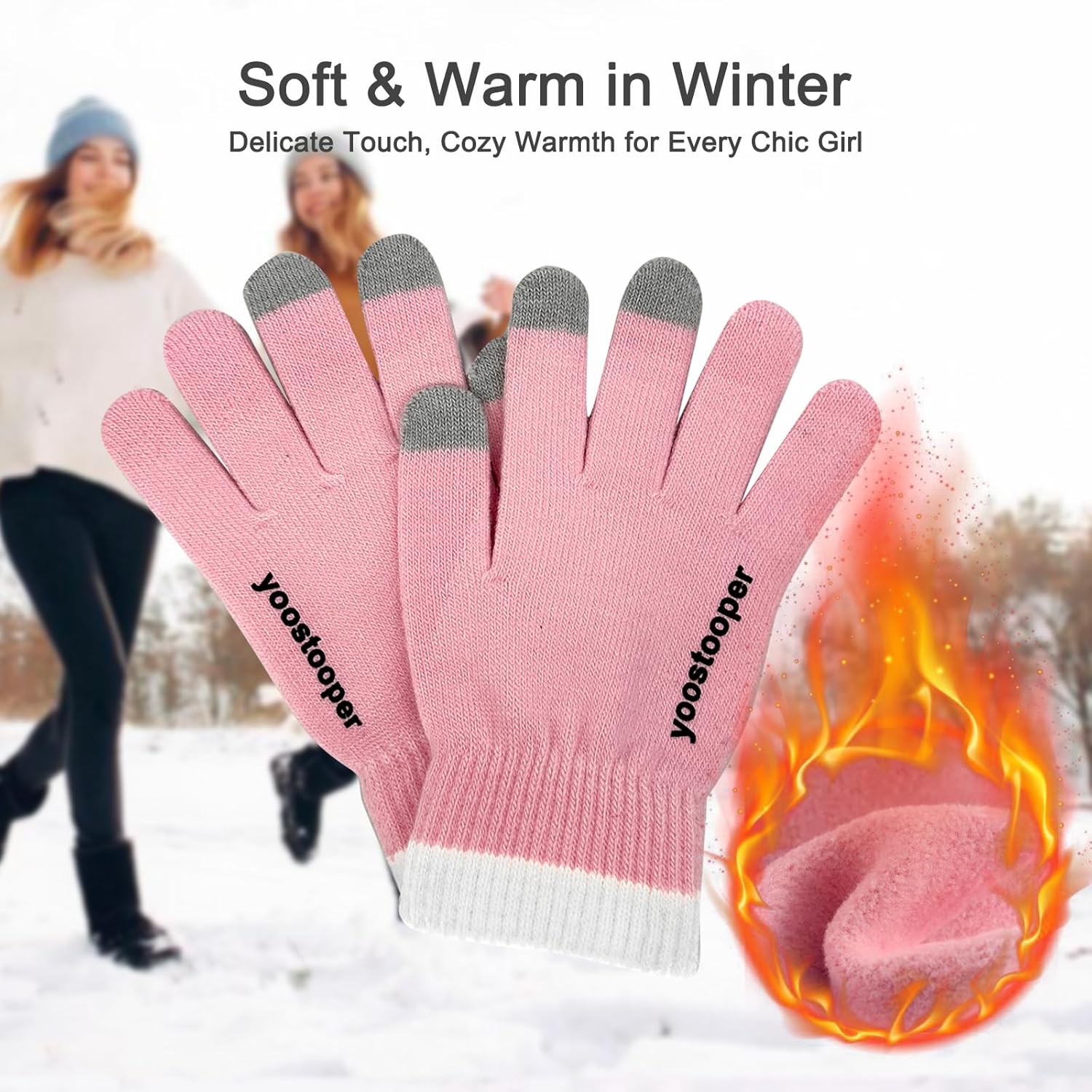 Womens Winter Gloves - Warm Soft Touchscreen Winter Gloves for Women in Cold Weather, Perfect for Running, Driving & Hiking