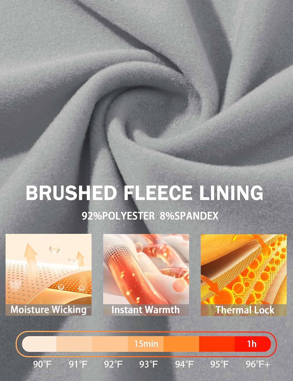 Mens Thermal Long Sleeve Shirt Base Layer Cold Weather Fleece Lined Underwear Tops Winter Undershirt - Image 3