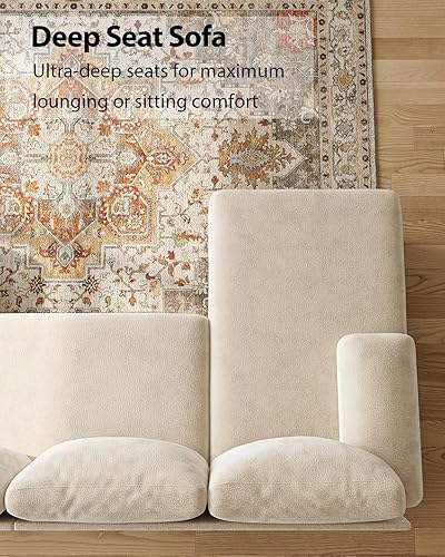 Miniatura 6 de Camillas seccionales en forma de U para sala de estar  Sofá seccional de 112 pulgadas  Sofá Cheille beige con diván doble para apartamento